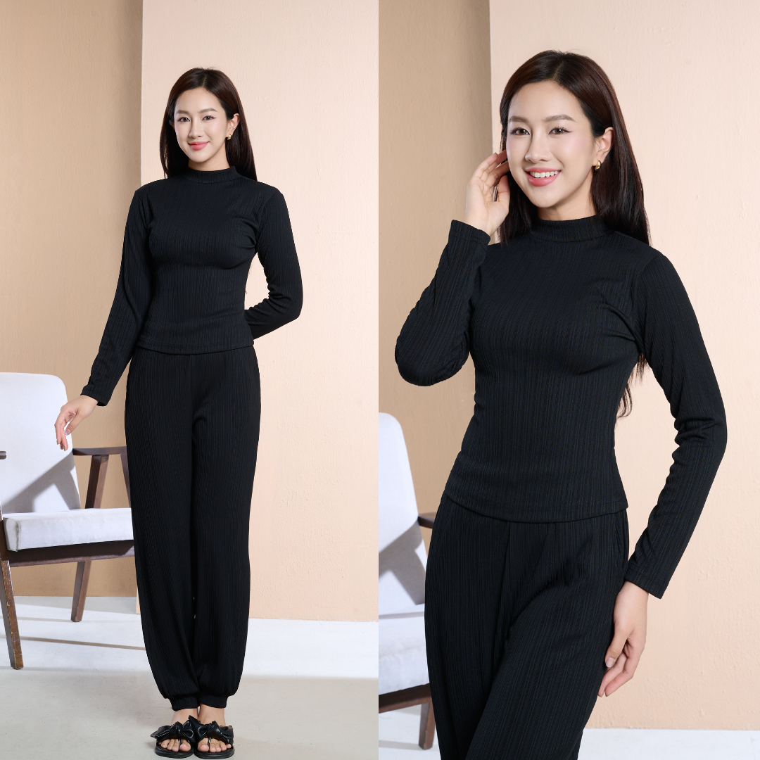 BN102 - Bộ Nữ Thu Đông Cổ Cao Quần Bo