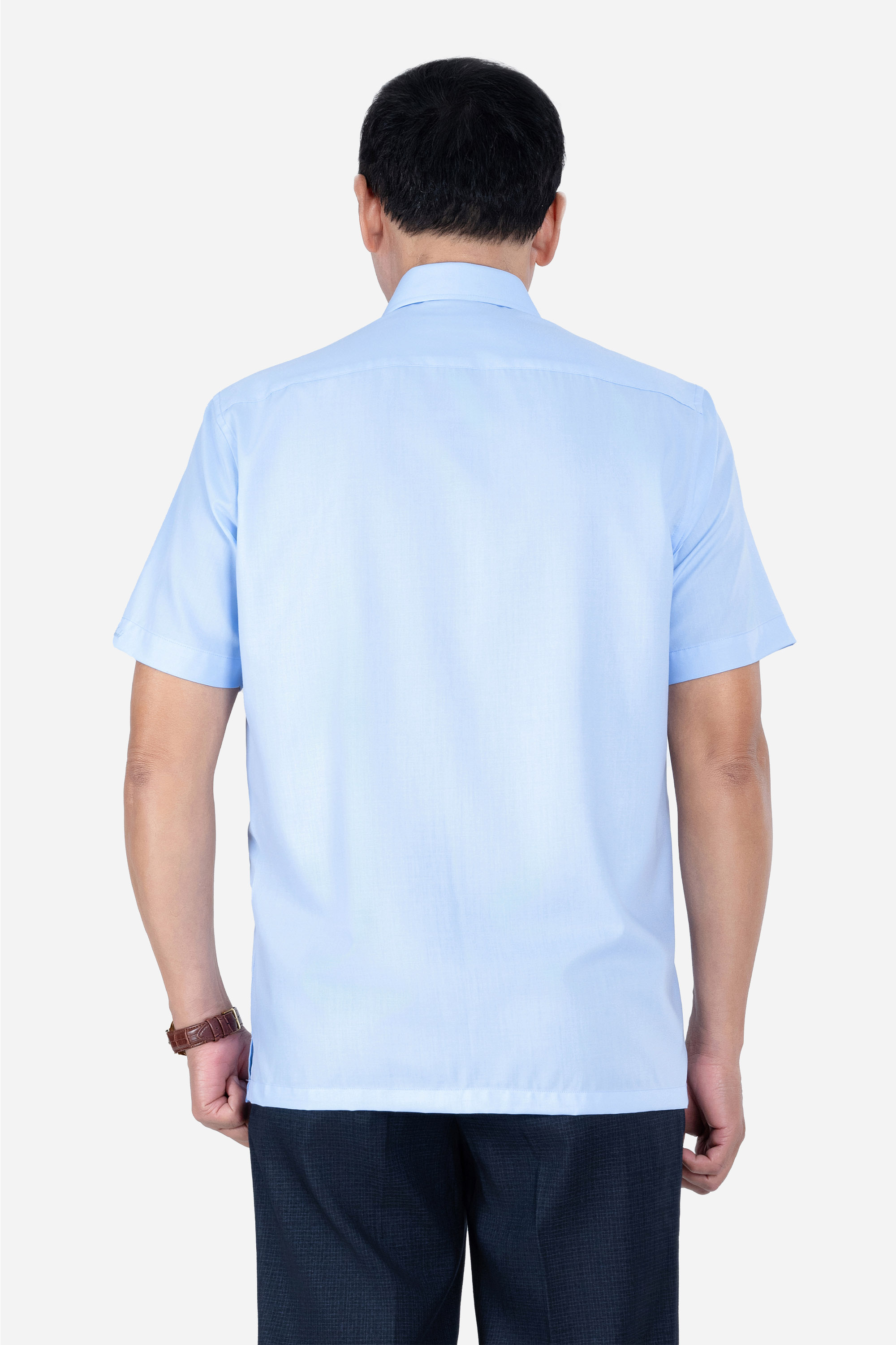 Sơ Mi Trơn Cộc Tay Nam Trung Niên Chất Liệu Cotton Nhập Khẩu Màu Đỏ Đô_thumbnail_11