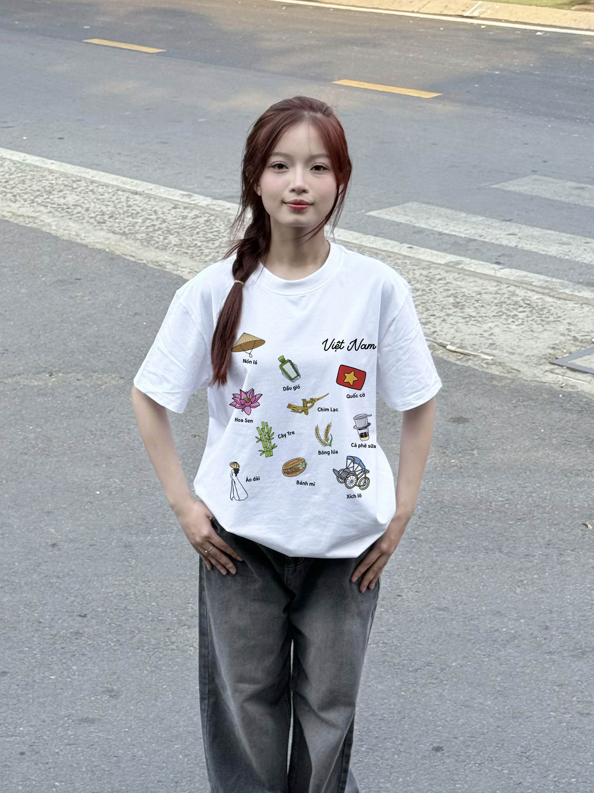 Áo thun nữ form rộng Việt Nam tôi yêu 2131 Miucho cổ tròn vải cotton 4c 220gsm thoáng mát in mix_thumbnail_3