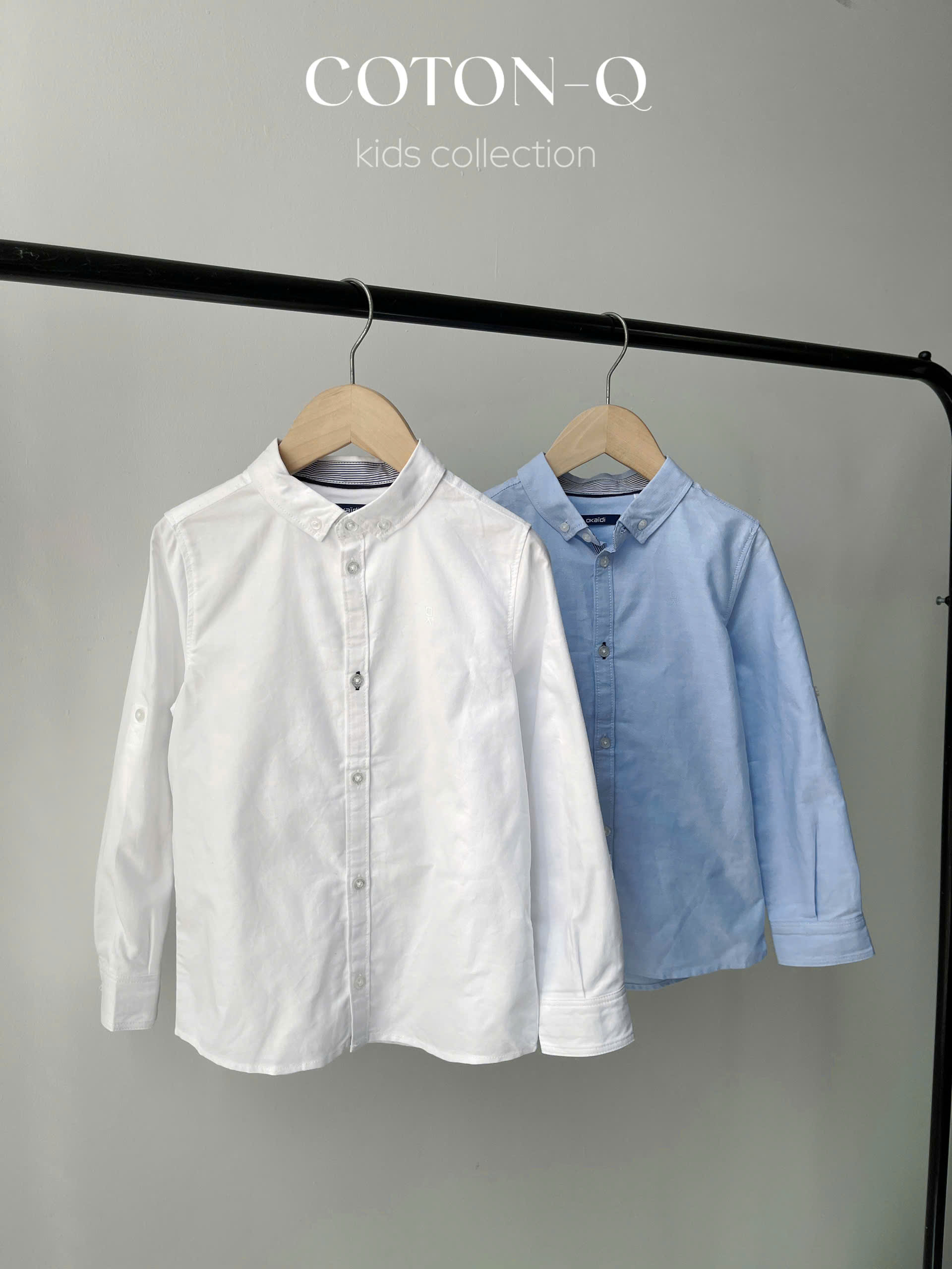 E8 Áo somi tay dài bé ( TRẮNGG )