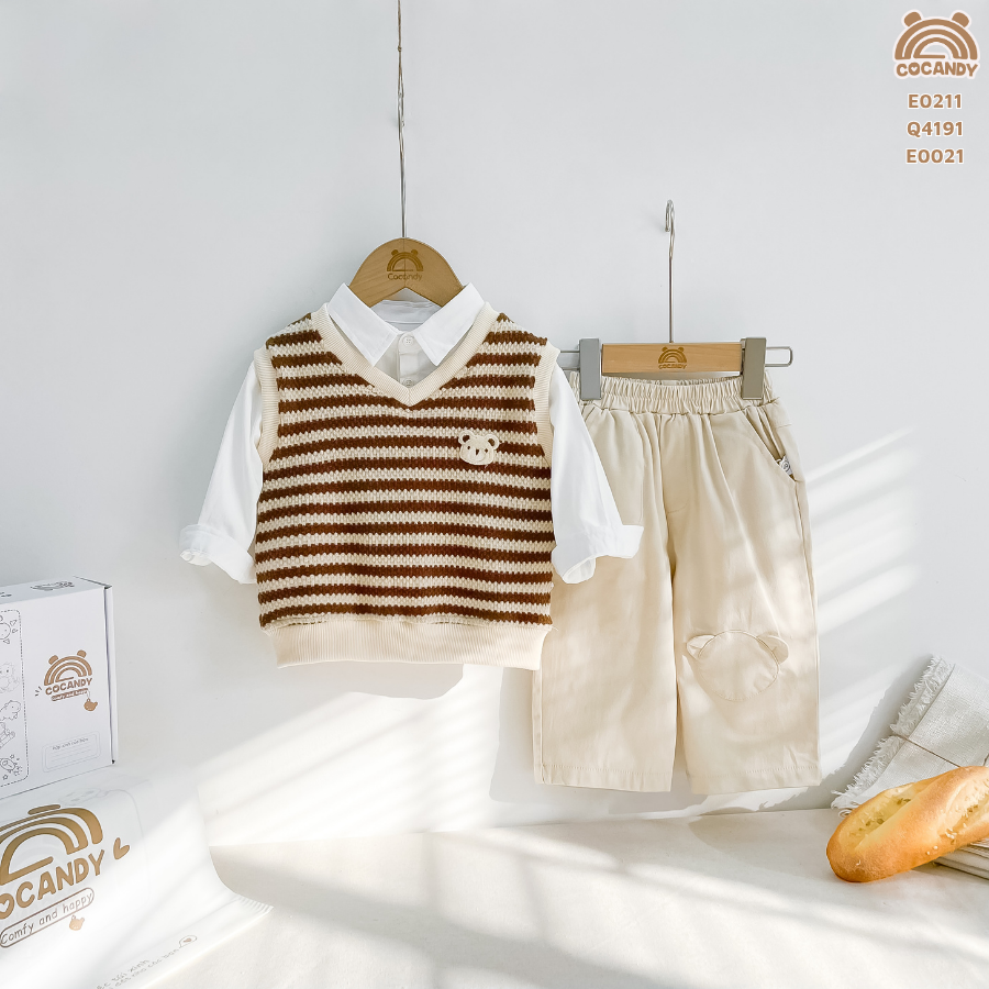 Áo gile kẻ NÂU BE thêu gấu_thumbnail_4