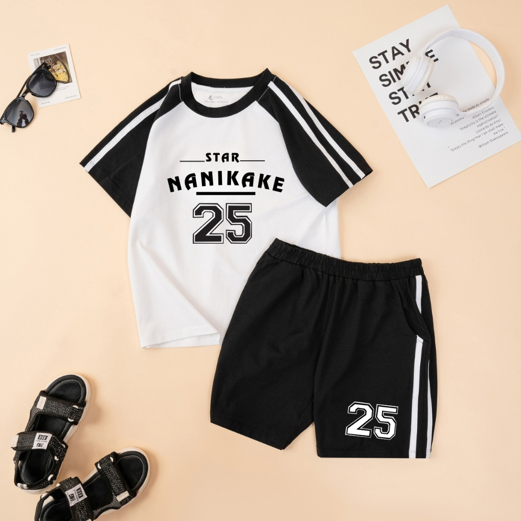 Đồ bộ bé trai phối viền in chữ  'Nanikake 25' - Loza BF421_thumbnail_2