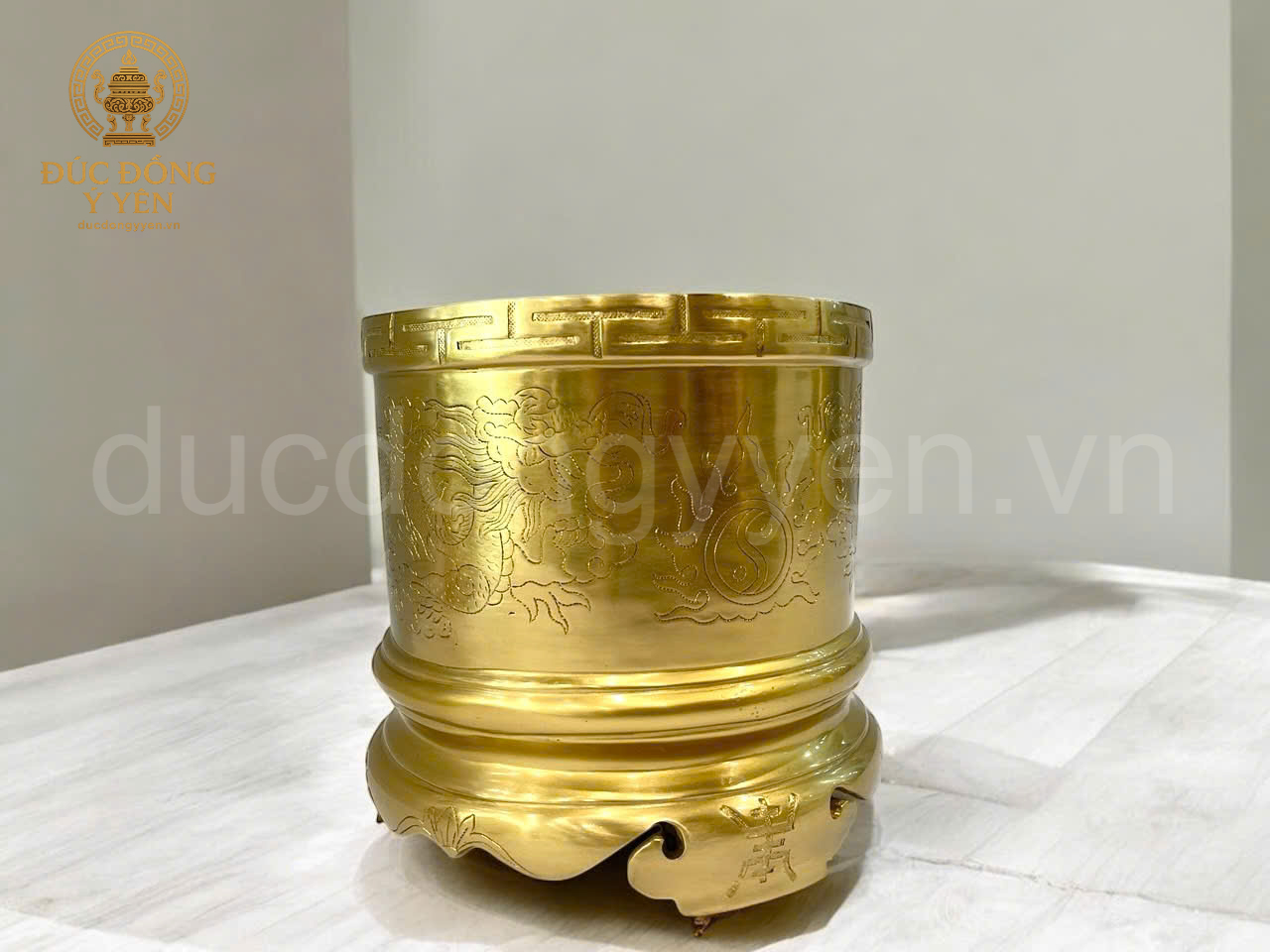 Bát hương chạm hoa văn rồng đúc đồng cát tút nguyên chất _thumbnail_2