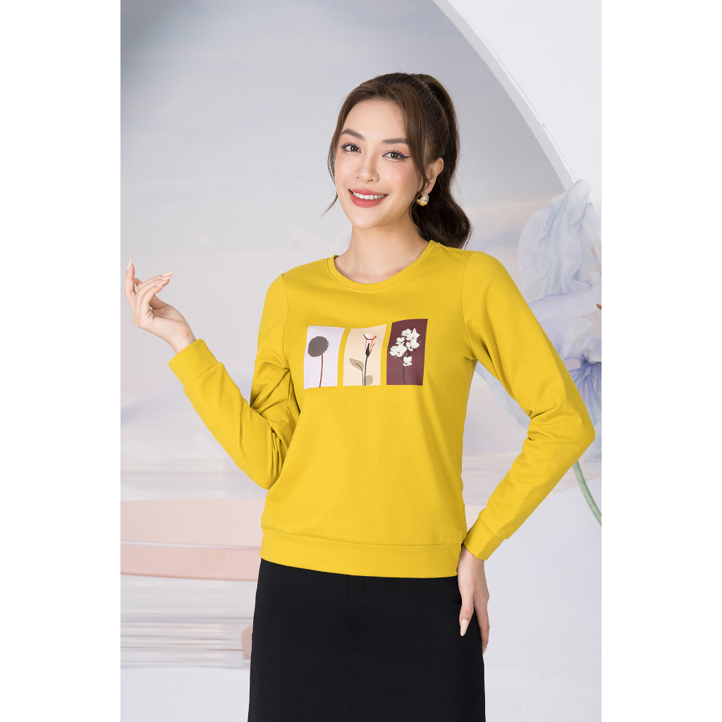 Áo nỉ nữ tay dài bo gấu - áo nỉ da cá thu đông - LOZA LT001