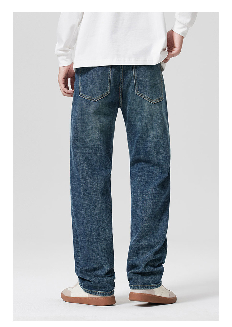 Quần jean thẳng ống rộng co giãn cho nam 2025 Phong cách mùa thu mới của Mỹ cổ điển râu mèo và quần tắm ngựa_thumbnail_4