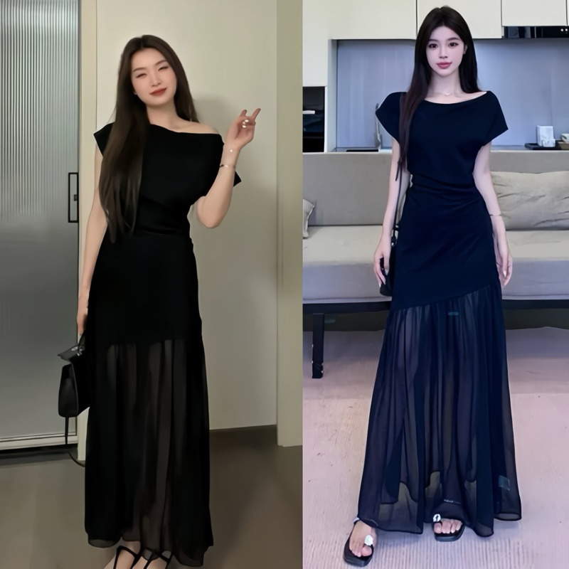 Đầm body lệch vai phối tơ, váy dự tiệc dáng dài sang chảnh Logastore_L198_thumbnail_4