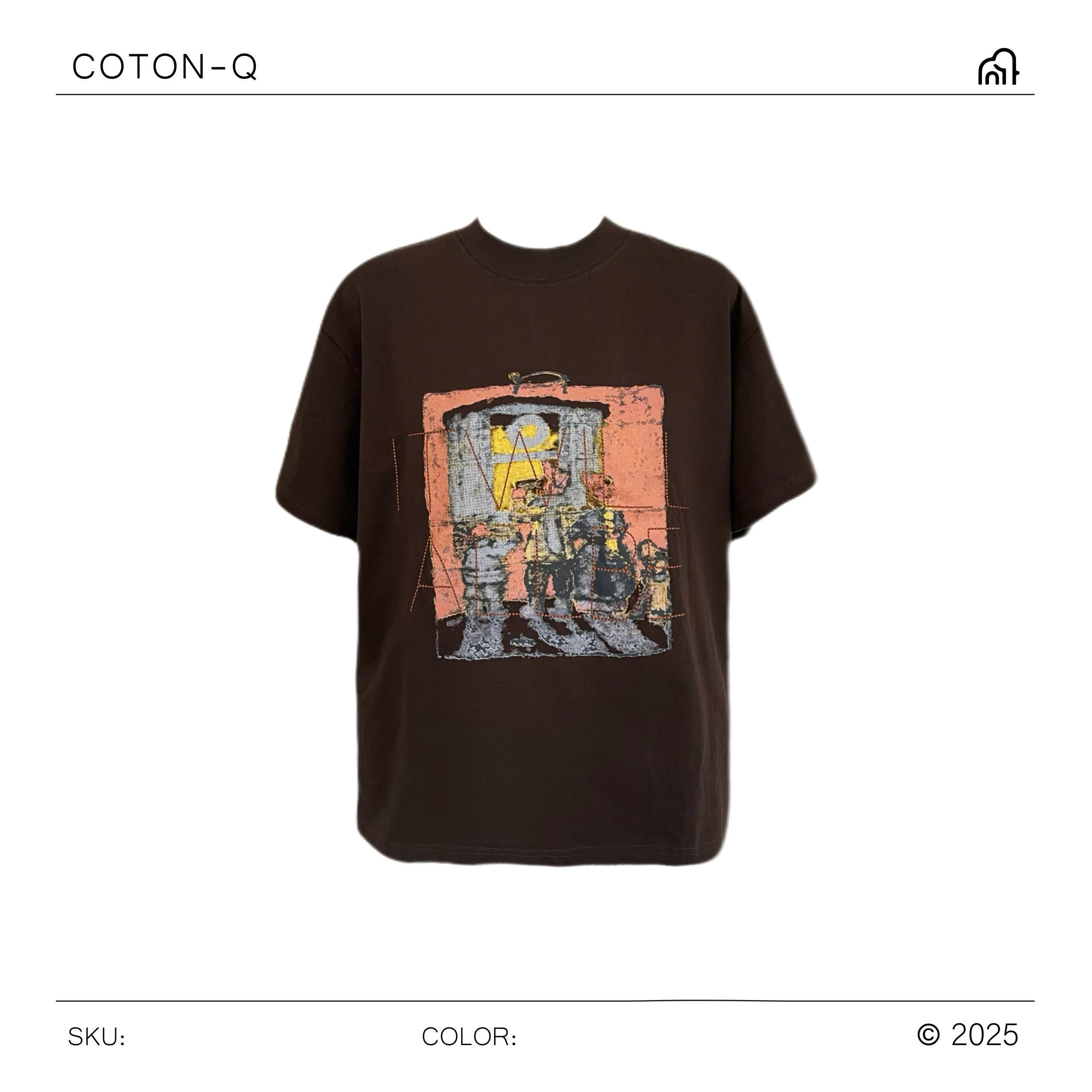 HA506 Áo thun in hình thêu chữ ( NÂU )