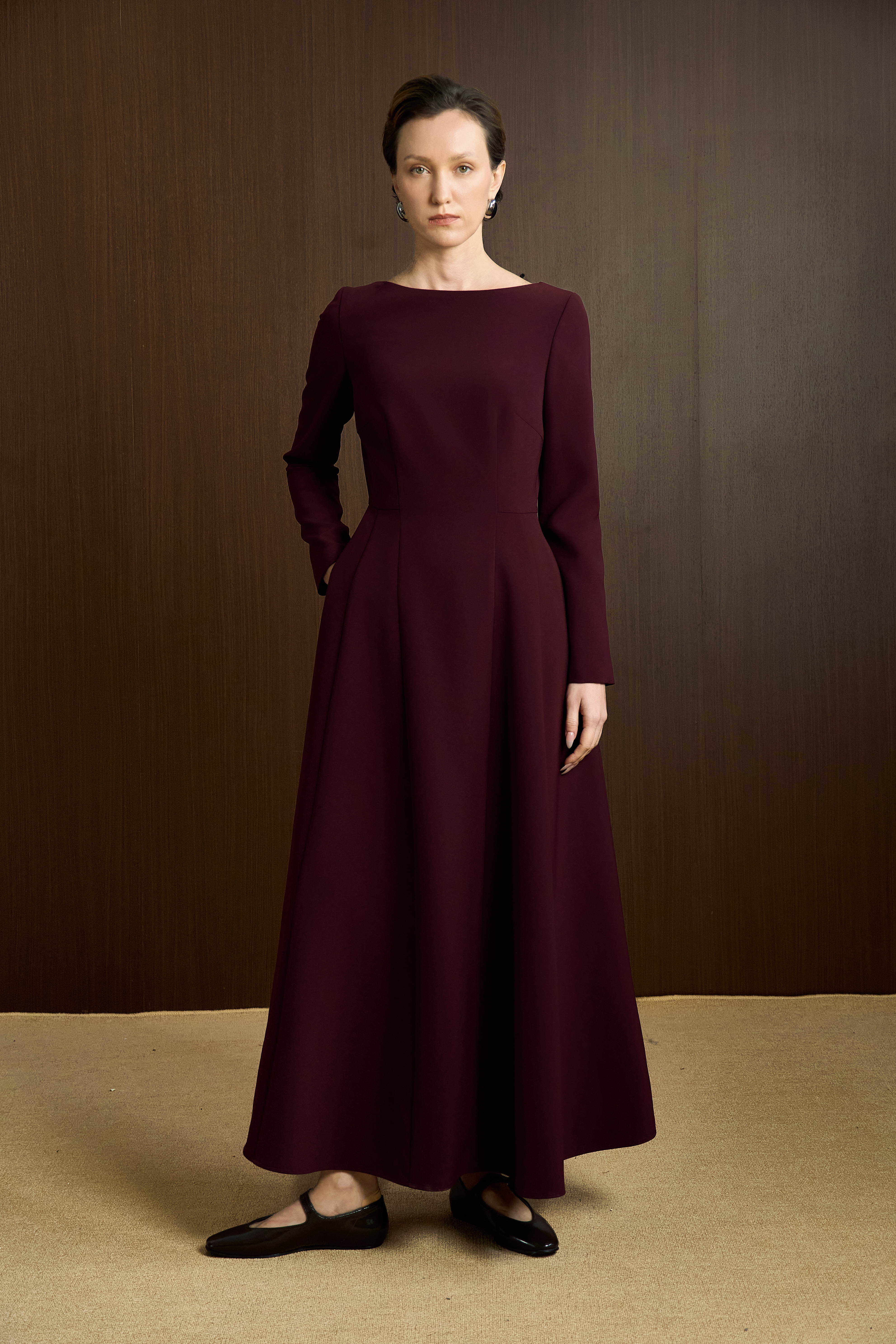 Váy xoè dài tay cổ thuyền( dasier dress)_thumbnail_0