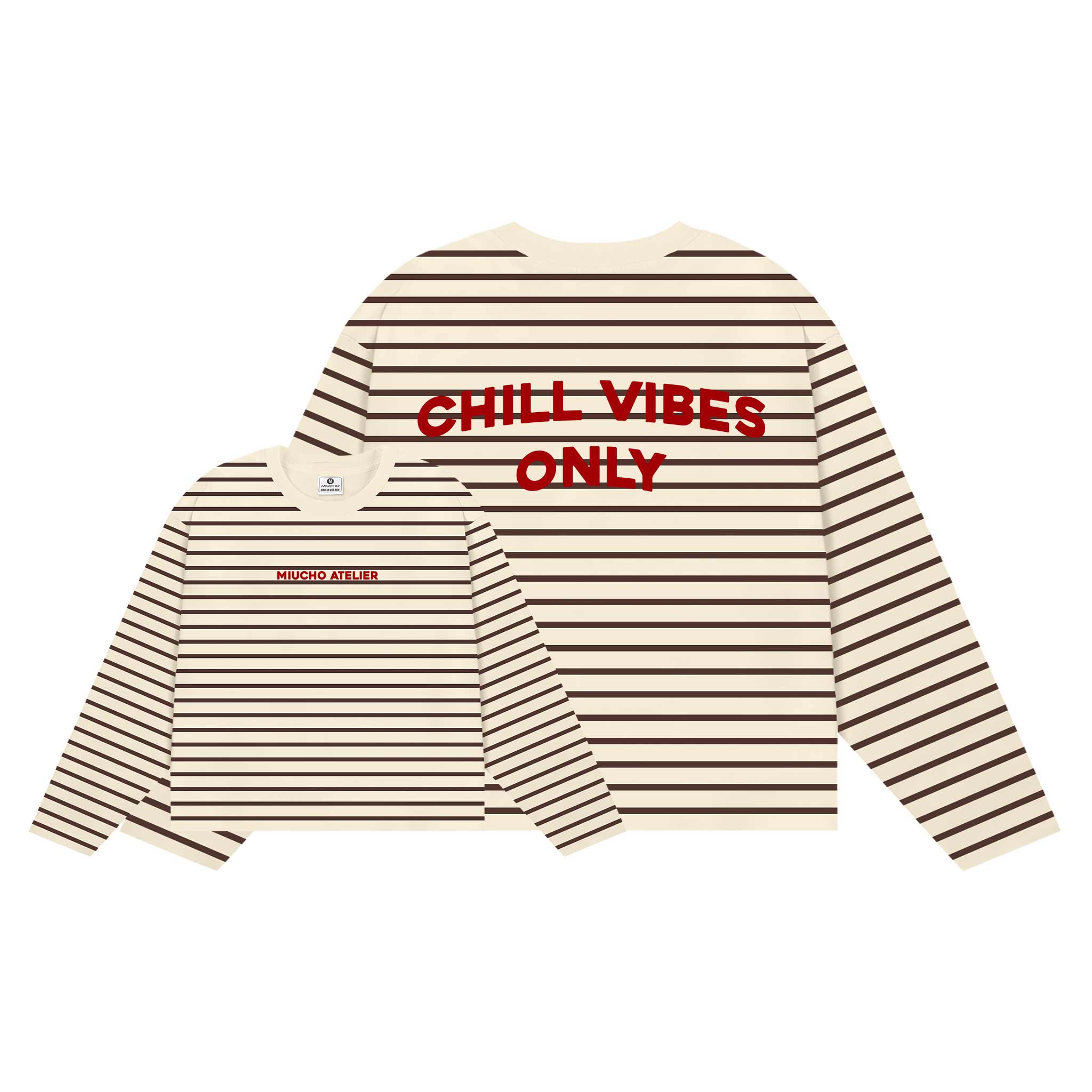 Áo thun boxy tay dài Miucho vải thun rib thoáng mát mềm mại cổ tròn Chill Vibes Only in mix 2695_thumbnail_12