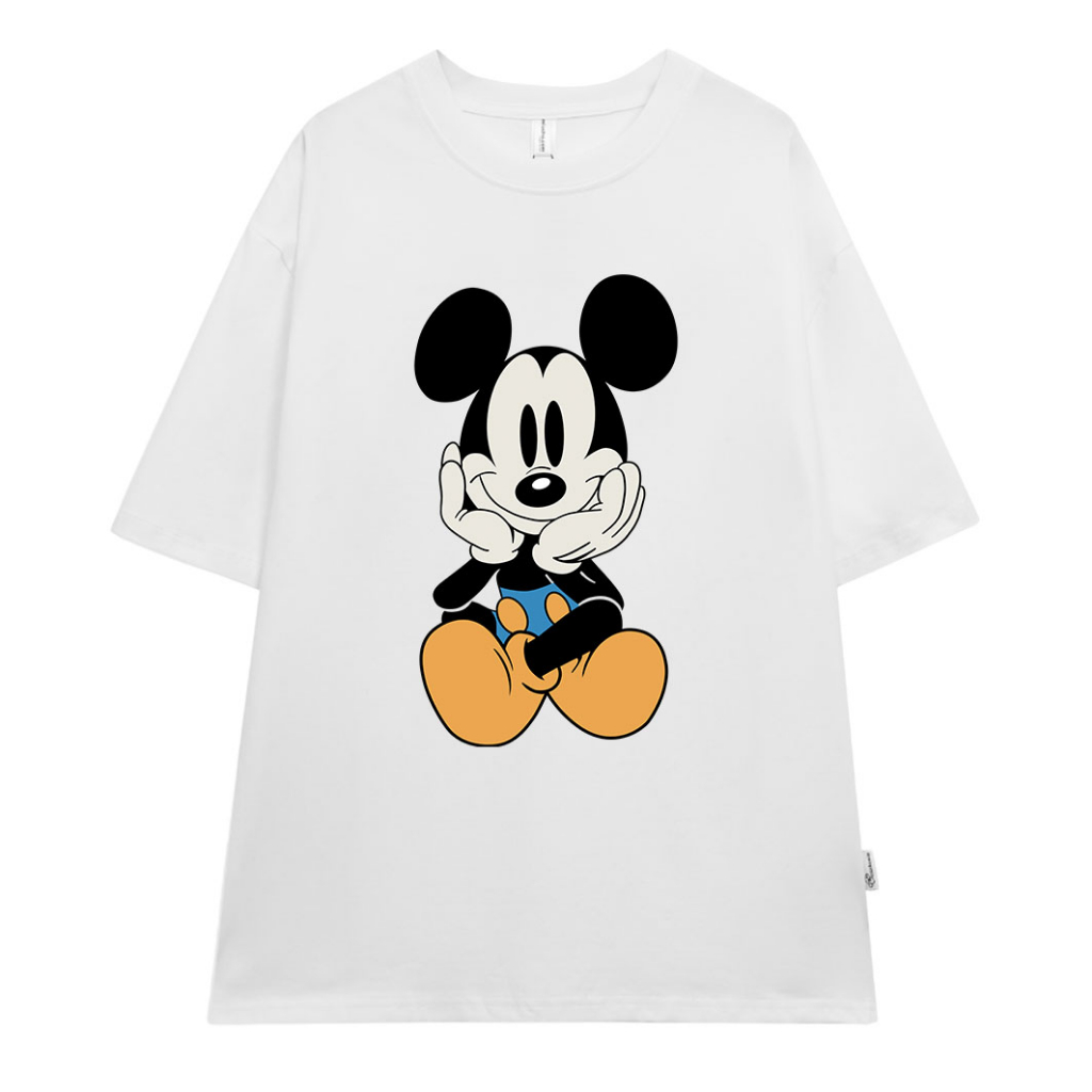 Áo thun unisex form rộng ATD71 Miucho chất vải cotton in hình chuột Mickey