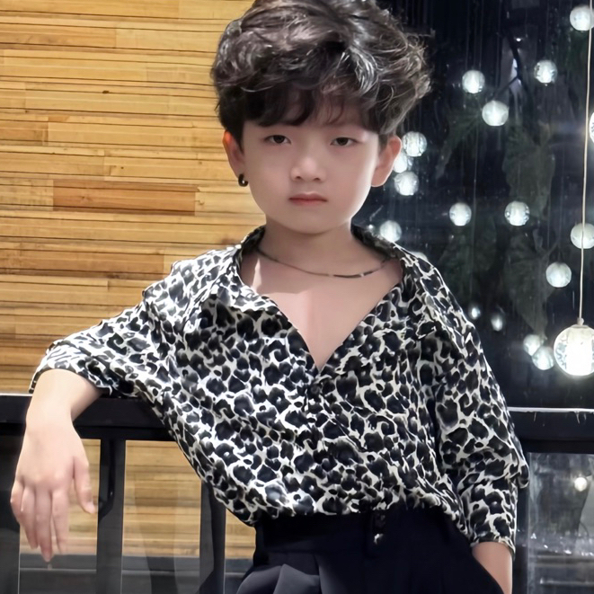Bộ Quần Áo Lụa Beo Thoáng Mát, Dáng Rộng Cho Bé Trai (không bao gồm áo thun trắng bên trong)._thumbnail_11