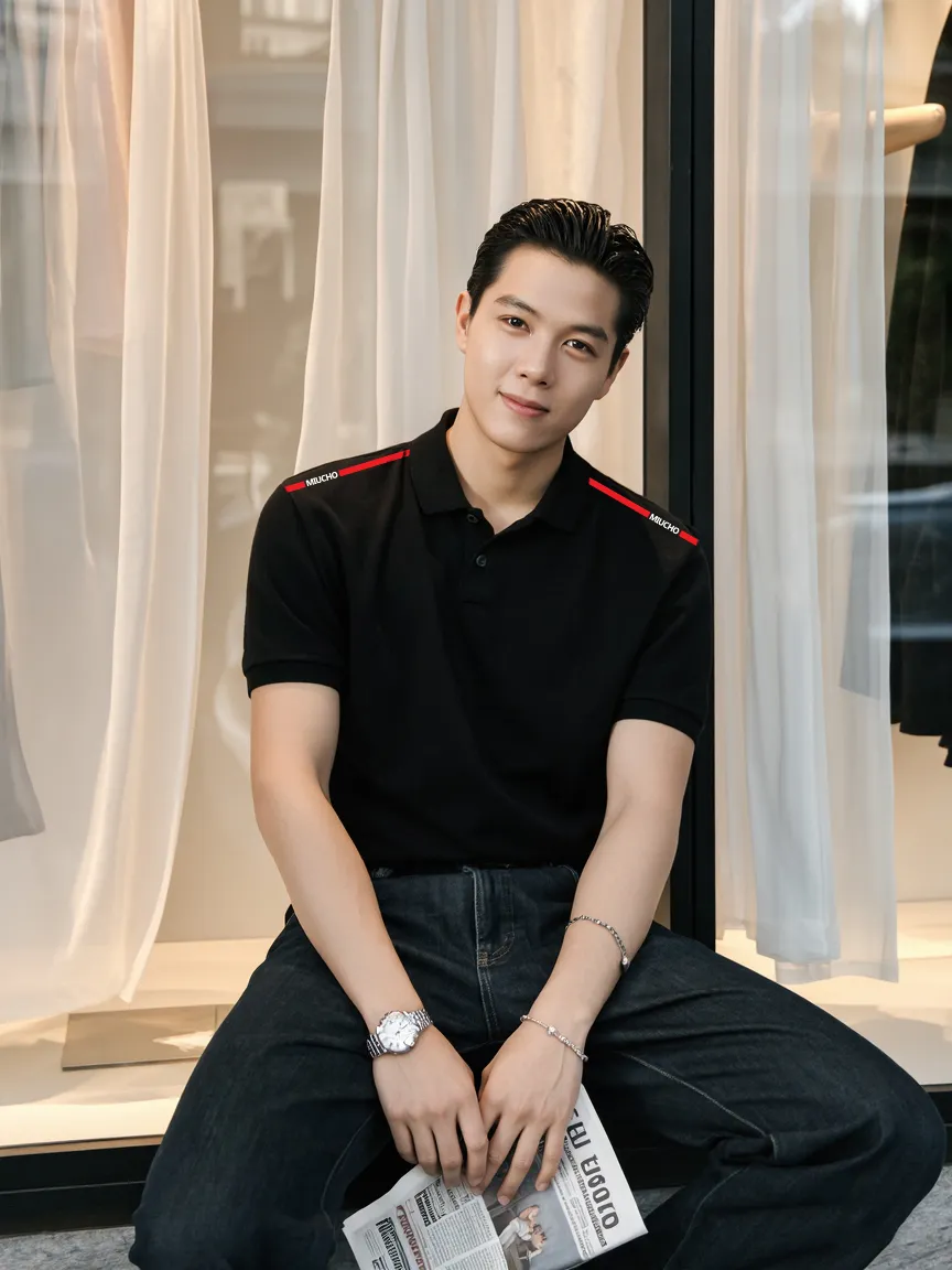 Áo polo nam phong cách basic PLCSD2456 Miucho Iconic vải cá sâu đứng form thoáng mát cổ tròn in mix_thumbnail_4