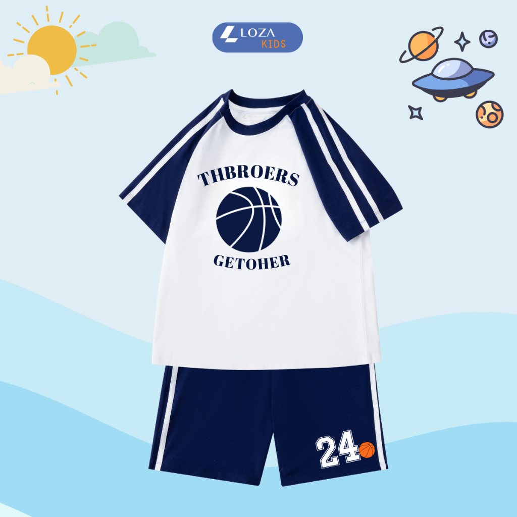 Đồ bộ bé trai phối viền in hình quả bóng số 24 - Loza BF369_thumbnail_1