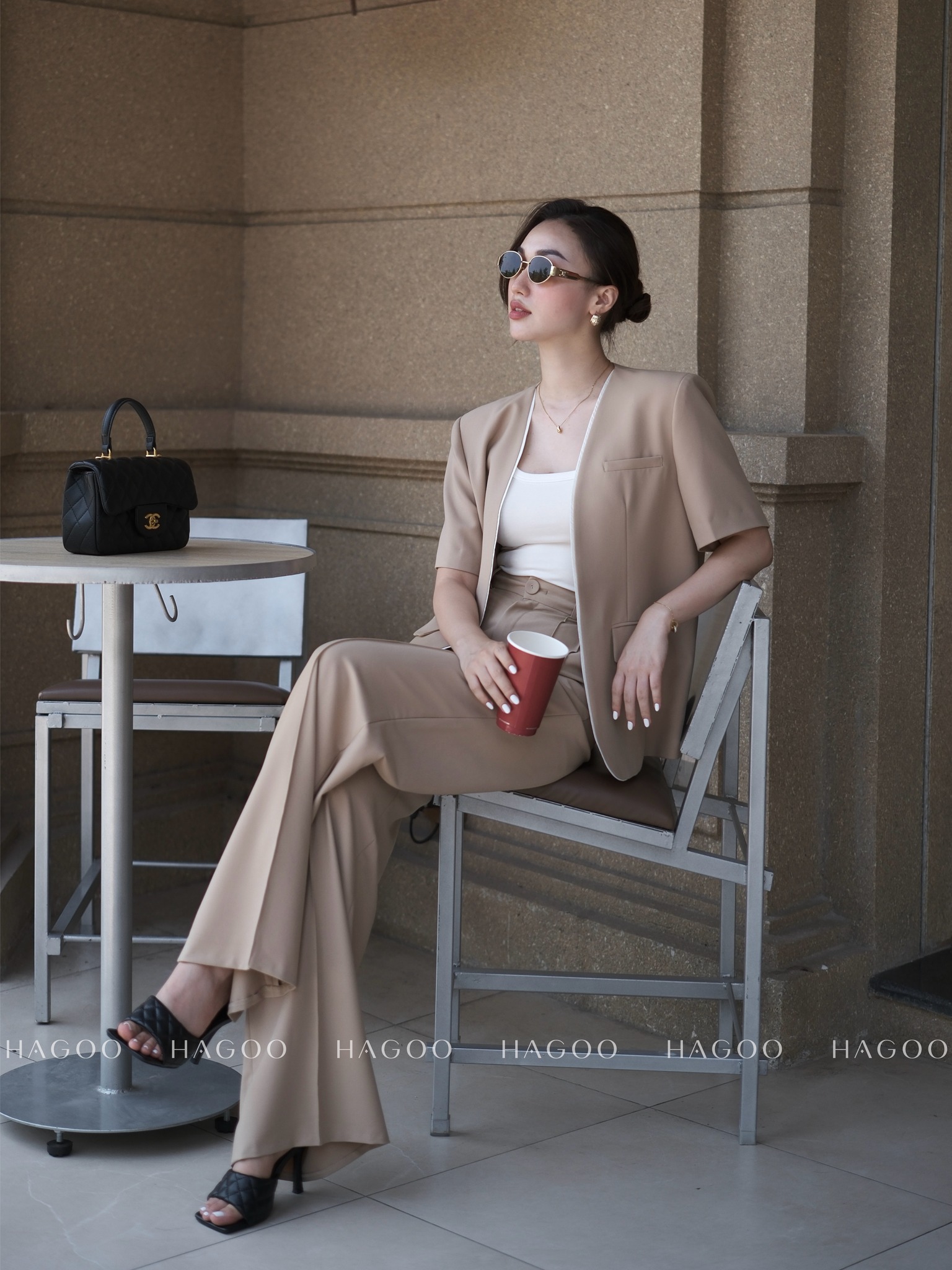 Set áo vest cộc tay và quần suông HAGOO_thumbnail_5