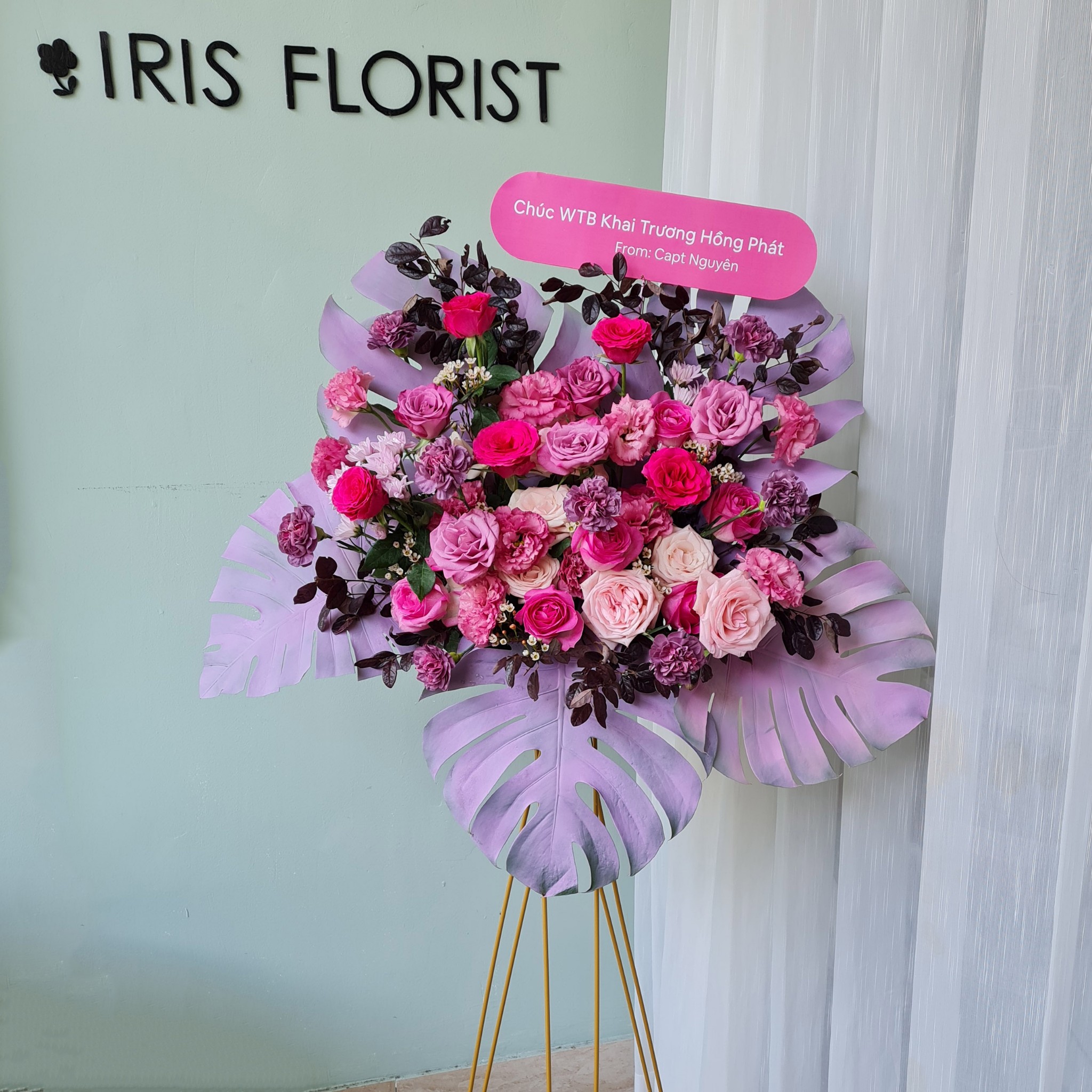 Kệ hoa khai trương - Tone Tím Hồng