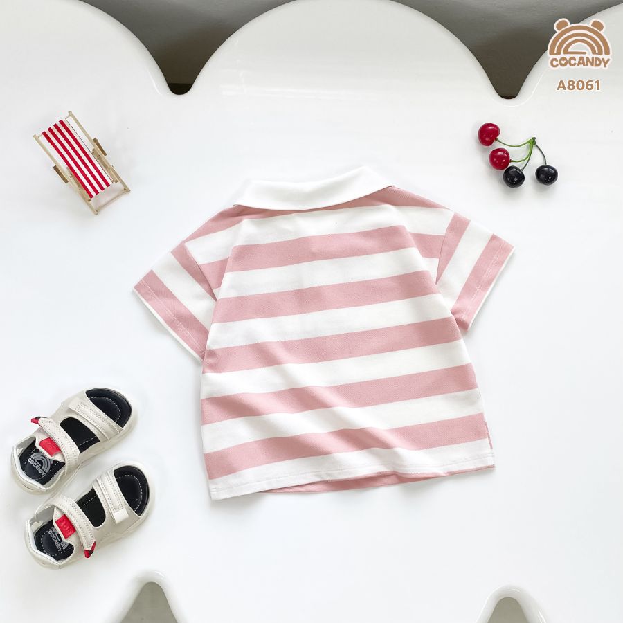 Áo cộc kẻ HỒNG polo phối đáp nẹp_thumbnail_2