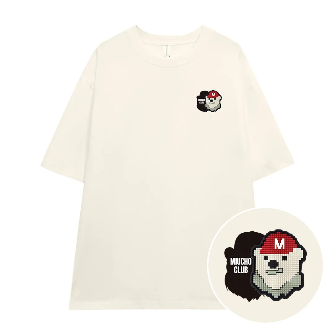 Áo thun form rộng Miucho cotton co giãn thoáng mát cổ tròn họa tiết nhỏ in mix 2669