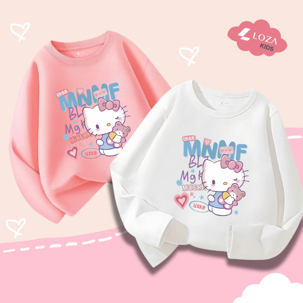 Áo thun dài tay bé gái in hình Hello Kitty - Loza Kids  KT3259