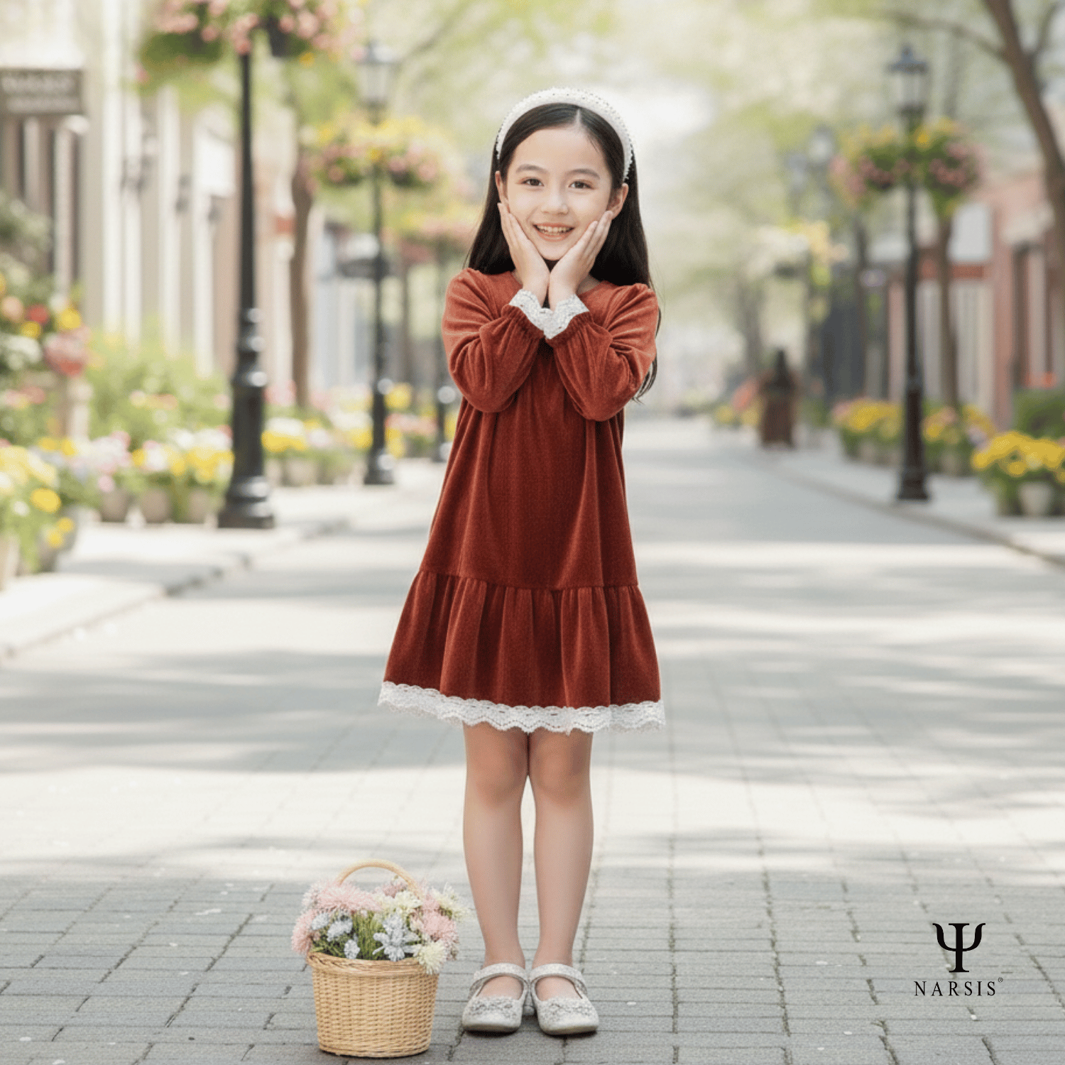 VÁY BÉ GÁI KB0021 NARSIS CHẤT LIỆU THOÁNG MÁT, DỄ CHỊU, THOẢI MÁI CẢ NGÀY, DỄ VẬN ĐỘNG_thumbnail_0