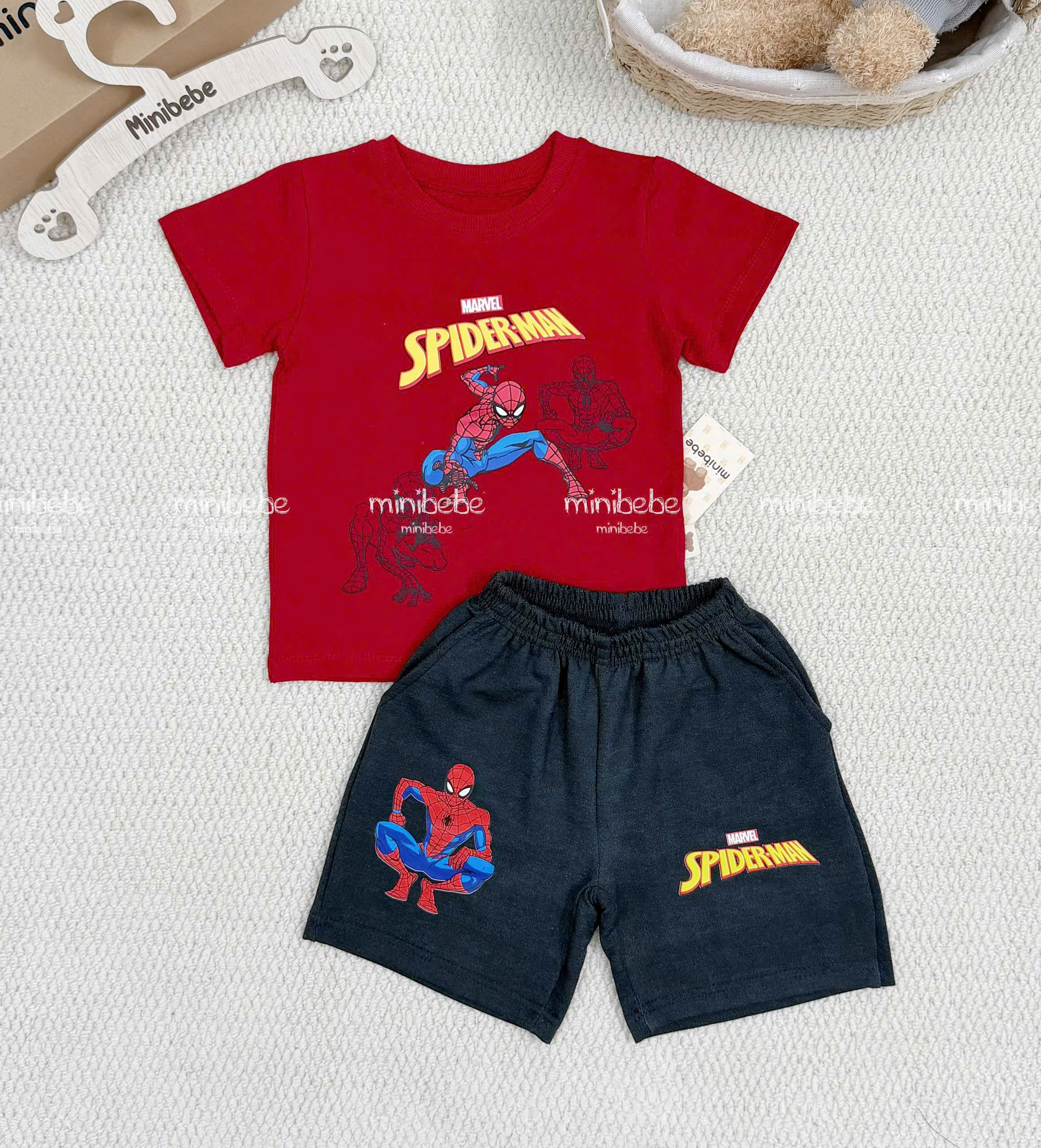 R08 BỘ CỘC NHỆN ĐỎ CHỮ SPIDERMAN VÀNG- A117.1742