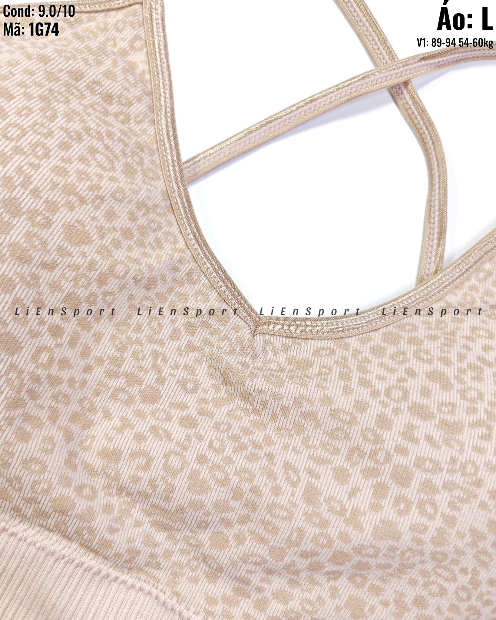 Reebok Áo bra thể thao croptop Nữ Size L Be họa tiết da báo Auth 2nd Lưng chữ X Vải thun lạnh co giãn 4 chiều Thoáng khí thấm hút mồ hôi Phù hợp gym yoga chạy bộ (L ) - Mã:1G74_thumbnail_4