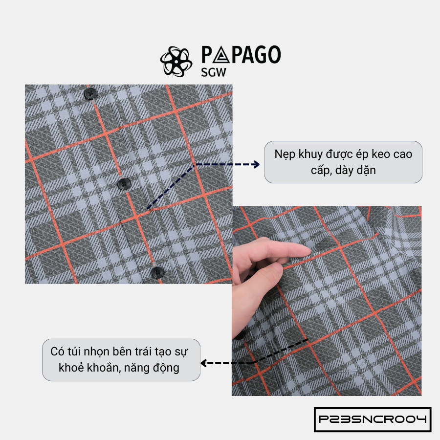 Áo sơ mi nam trung niên PAPAGO tay ngắn lai bầu vải lụa sọc caro - P23SNCR004_thumbnail_7