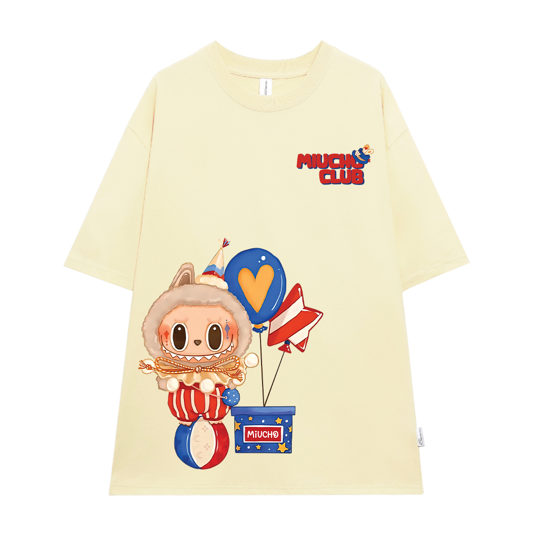 Áo phông labubu form rộng nhiều màu ATD1449 Miucho vải cotton cổ tròn in mix_thumbnail_0