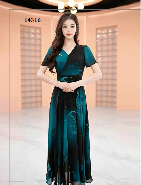 14316-Đầm voan cổ tim màu xanh cổ  vịt (voan,lót)_thumbnail_3