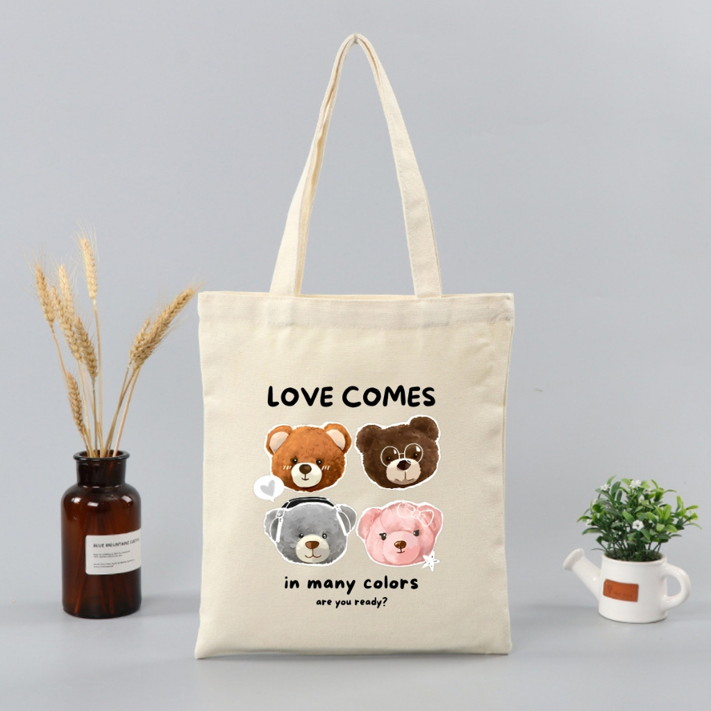 Túi tote vải canvas hình Gấu, Capybara có khoá kéo và ngăn phụ, đi học đi chơi - 𝐖𝐞 𝐓𝐞𝐞 TOTE02_thumbnail_3