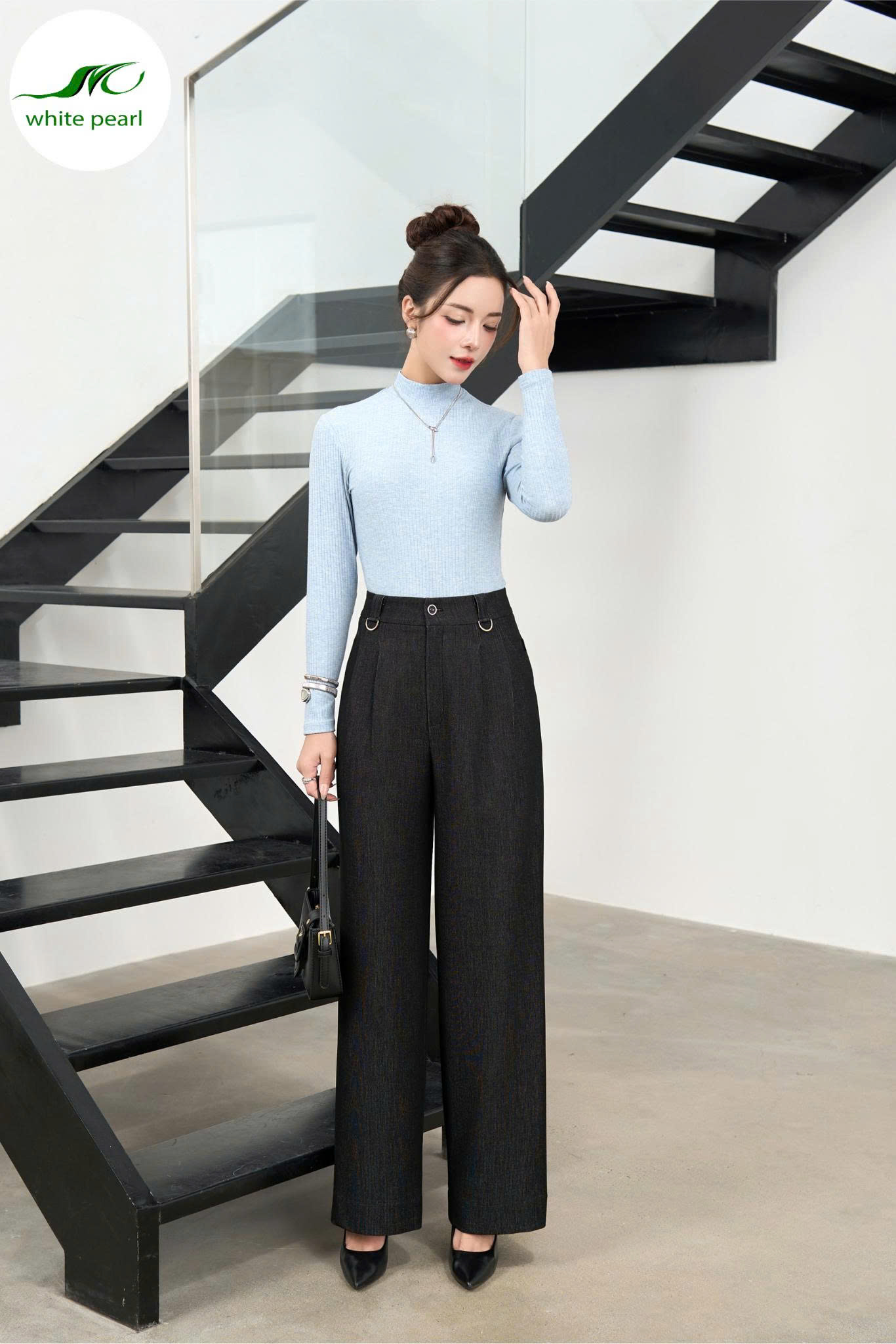 Quần suông bò đai D Thời Trang Công Sở Nữ Cao Cấp White Pearl