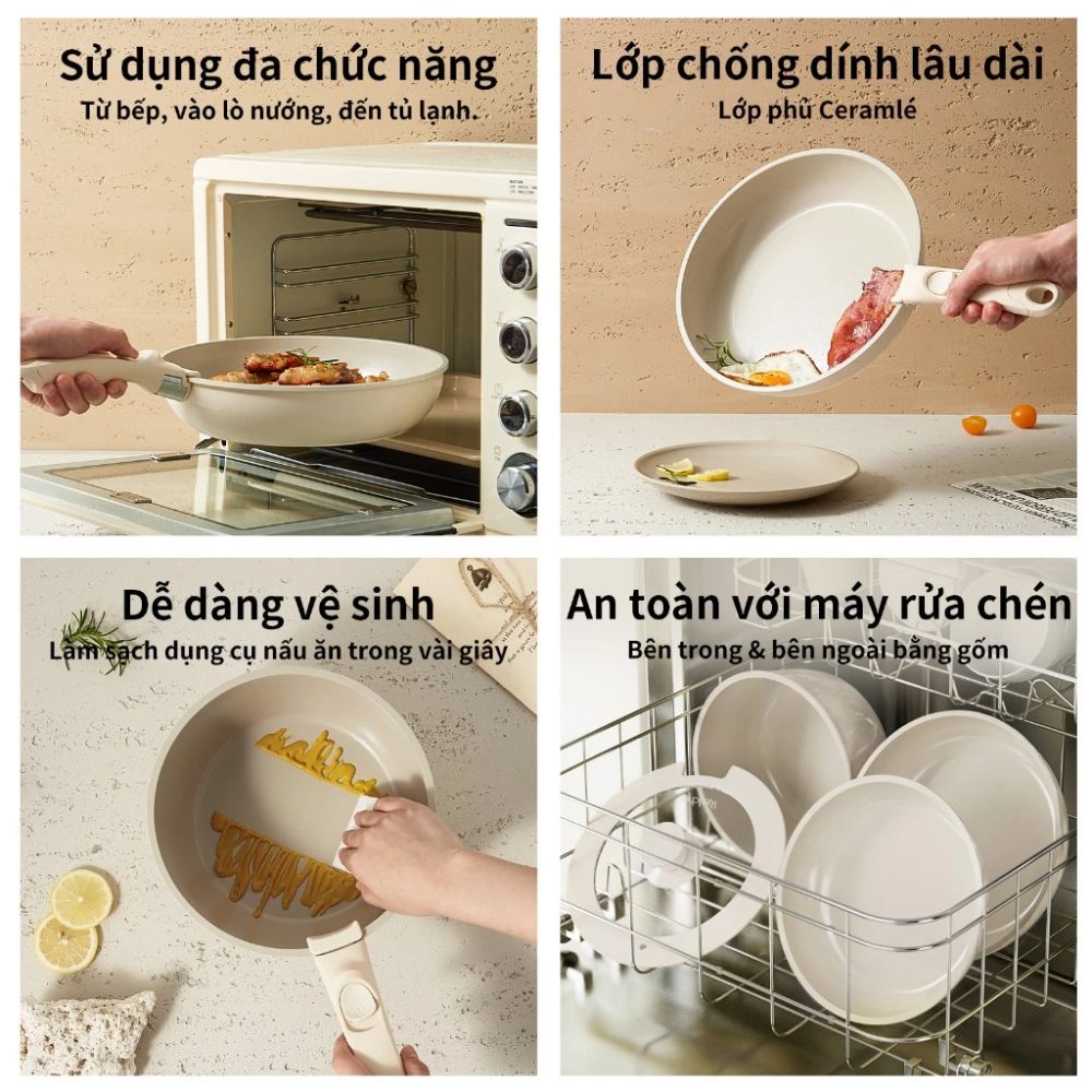 Bộ Nồi Chảo Đá Gốm Chống Dính Mishio 15 Món (5 Nồi Chảo) - Tay Cầm Tháo Rời Thông Minh, Không Chứa PFAS/PTFE, Tương Thích Mọi Loại Bếp_thumbnail_6