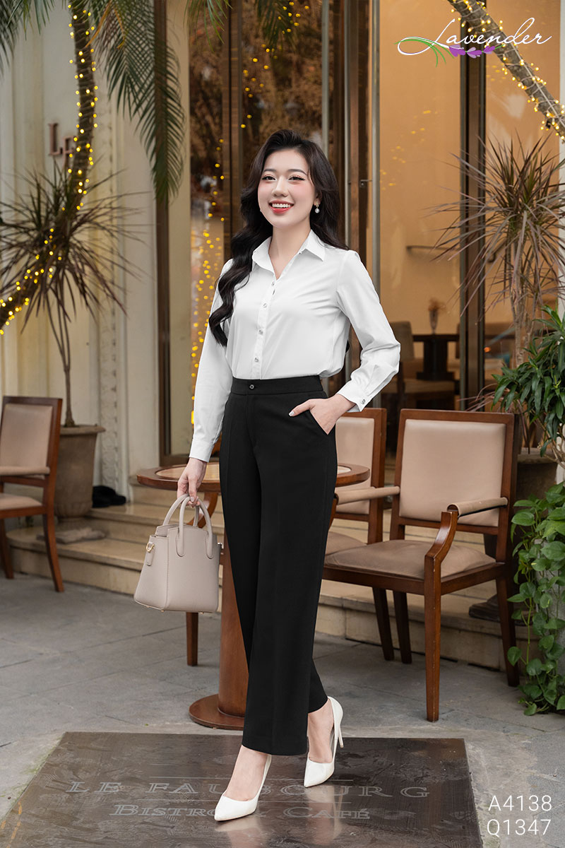 Set Sơ mi cổ đức dài tay sợi tre A4138