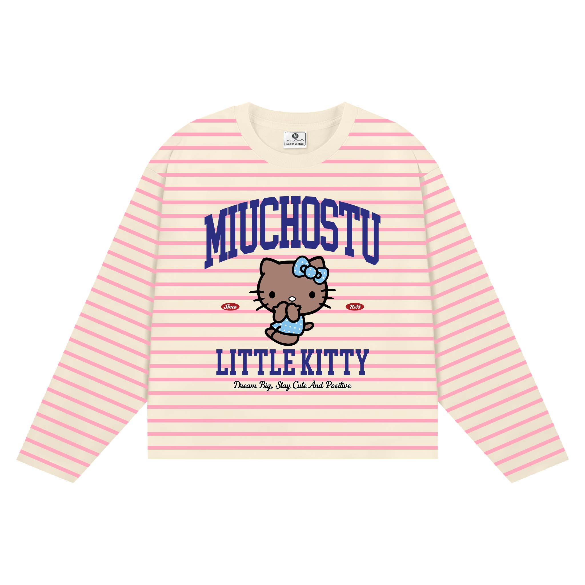 Áo thun boxy nữ tay dài Miucho vải bo rip thoáng mát cổ tròn Kitty đáng yêu in mix 2697_thumbnail_14