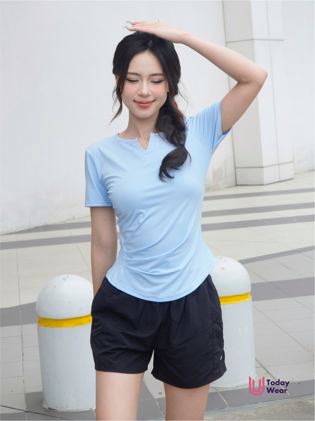 Áo tập gym yoga nữ Slimfit Tee cổ V ngắn tay_thumbnail_5