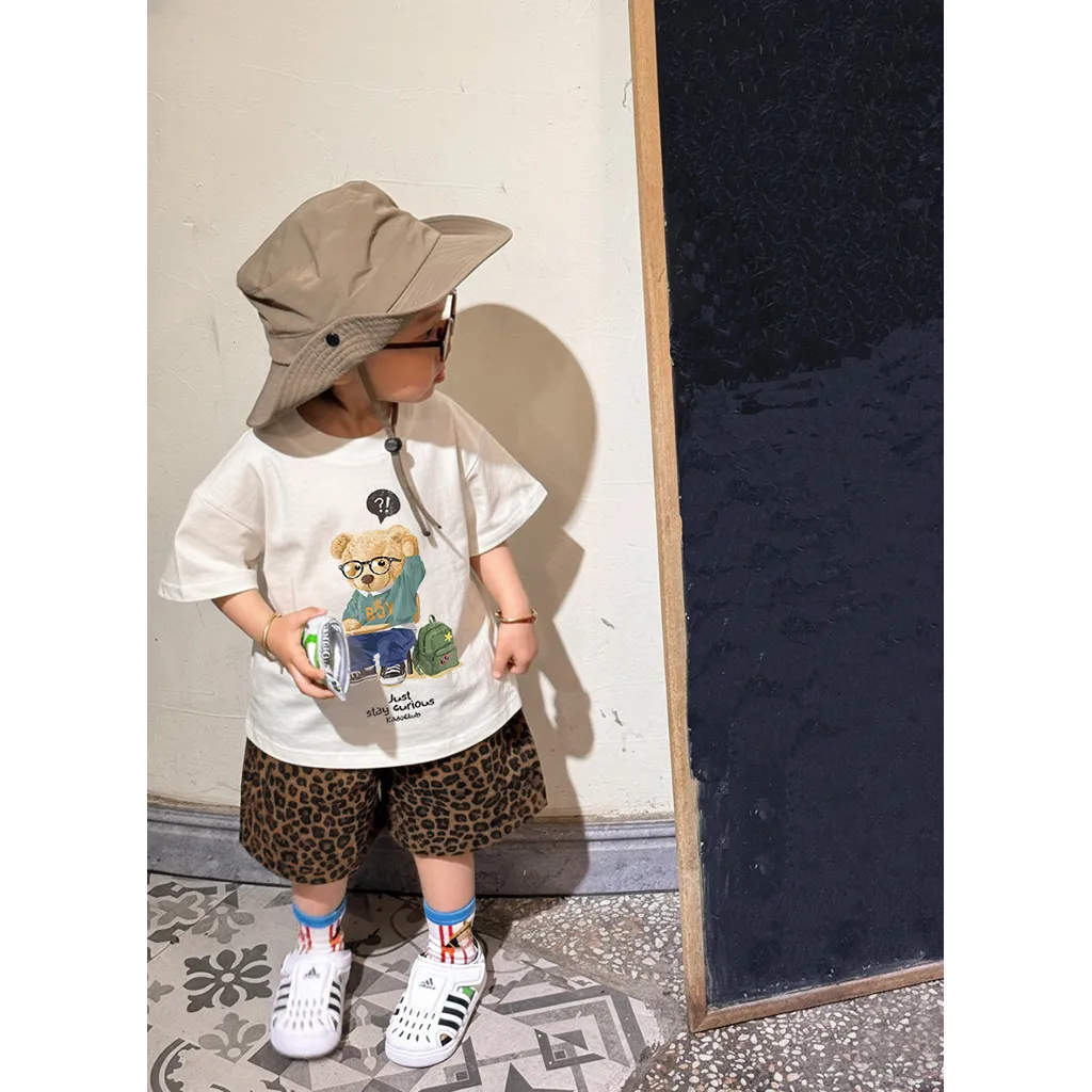 Áo thun bé trai Gấu Teddy học bài Kado vải cotton thoáng mát form rộng nhiều màu 2922_thumbnail_4