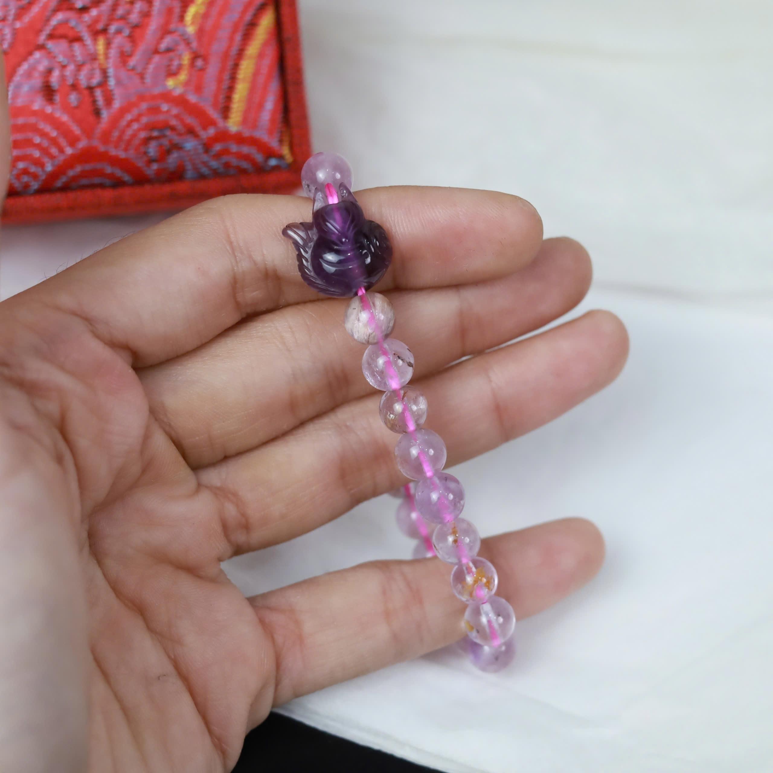 Vòng tay thạch anh tím mix hồ ly