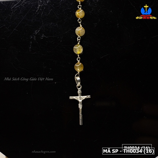 Tràng hạt mân côi 50 đá thạch anh tóc vàng tự nhiên NS475_thumbnail_3