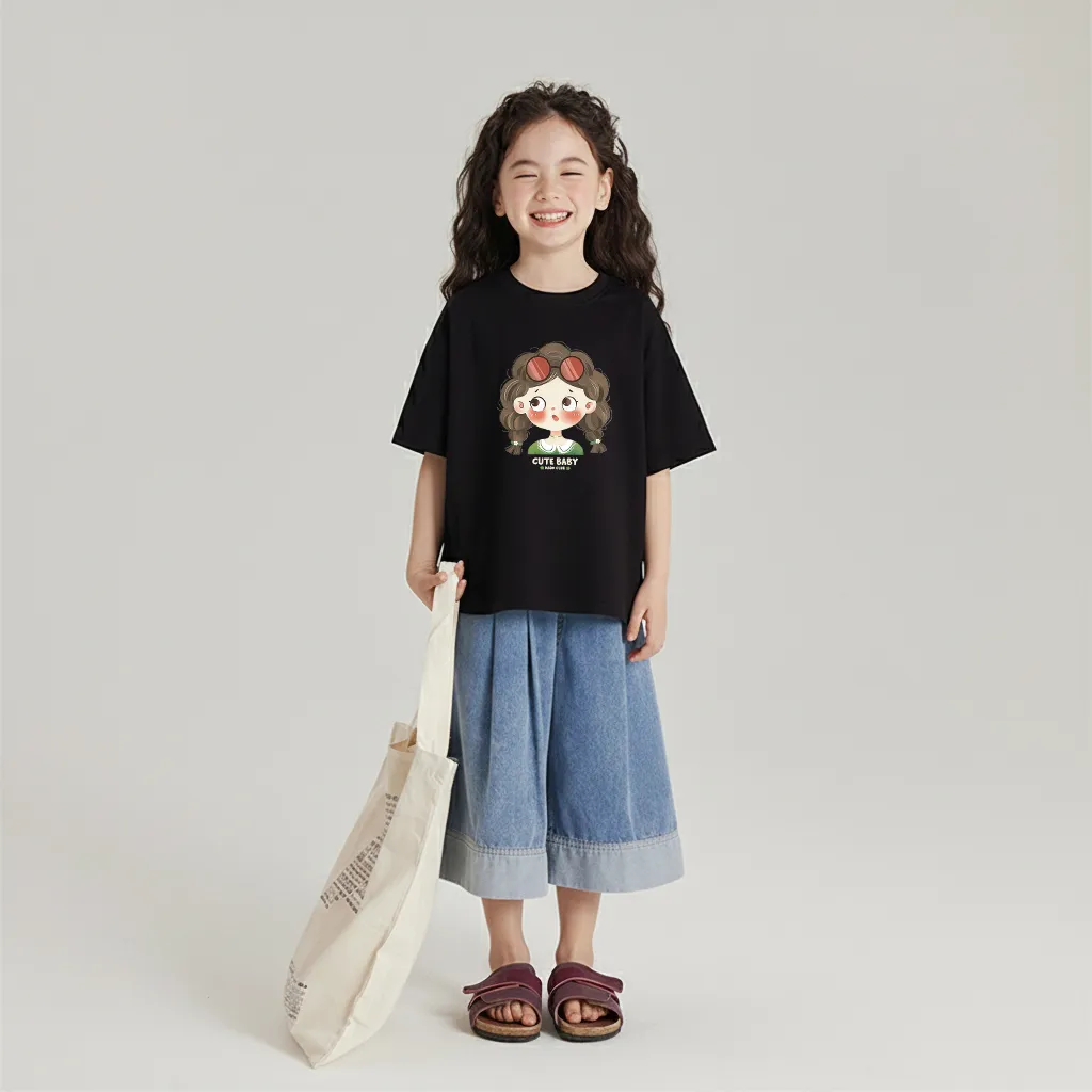 Áo thun bé gái cute baby Kado vải cotton thoáng mát thấm hút tốt thoải mái vận động in mix 2932_thumbnail_4