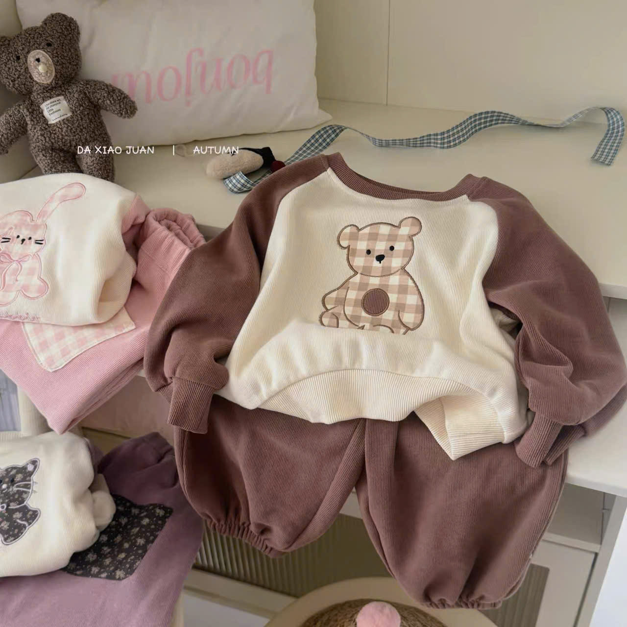 (S63) Set nỉ thêu 2 màu xanh và nâu HeyHoney_thumbnail_2