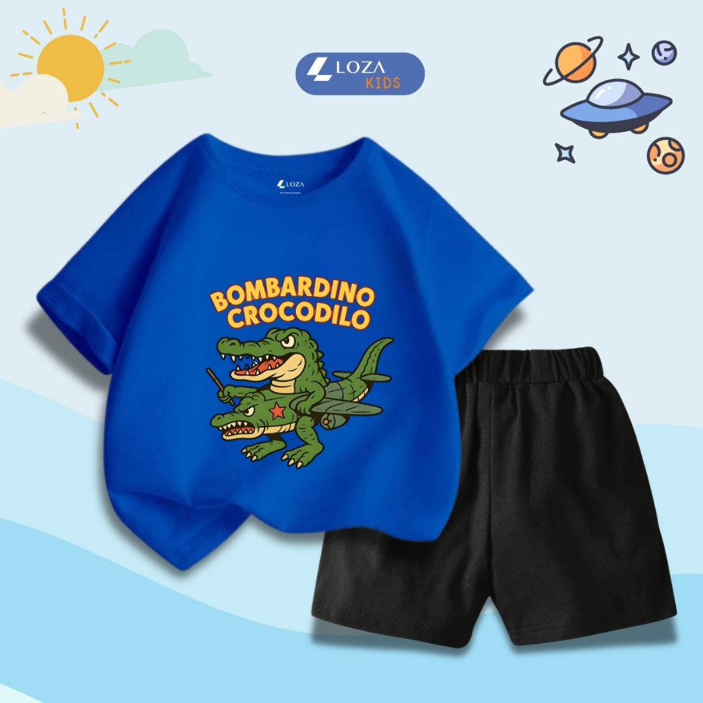 Bộ đồ bé trai in hình 'Bombardino Crocodilo' -  Loza Kids SB384_thumbnail_4