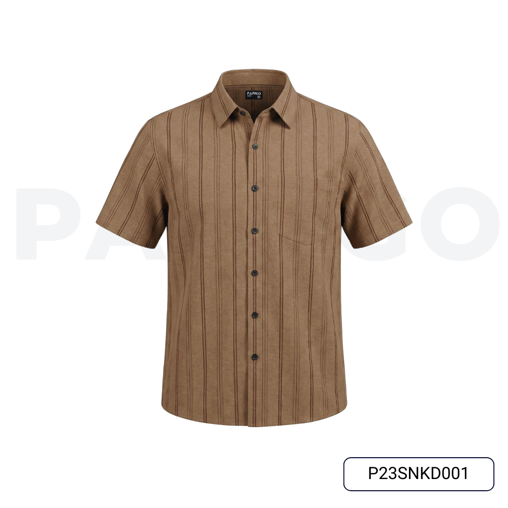 Áo sơ mi nam trung niên PAPAGO tay ngắn lai bầu vải xô đũi mềm mịn cao cấp kẻ sọc - P23SNKD001_thumbnail_13