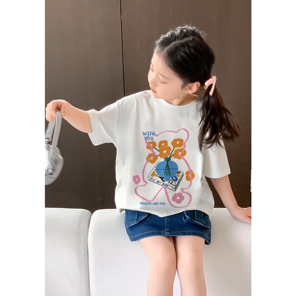 Áo thun cho bé gái cute form rộng AED1100 Miucho Kid tay ngắn cổ tròn style hàn quốc in mix_thumbnail_2