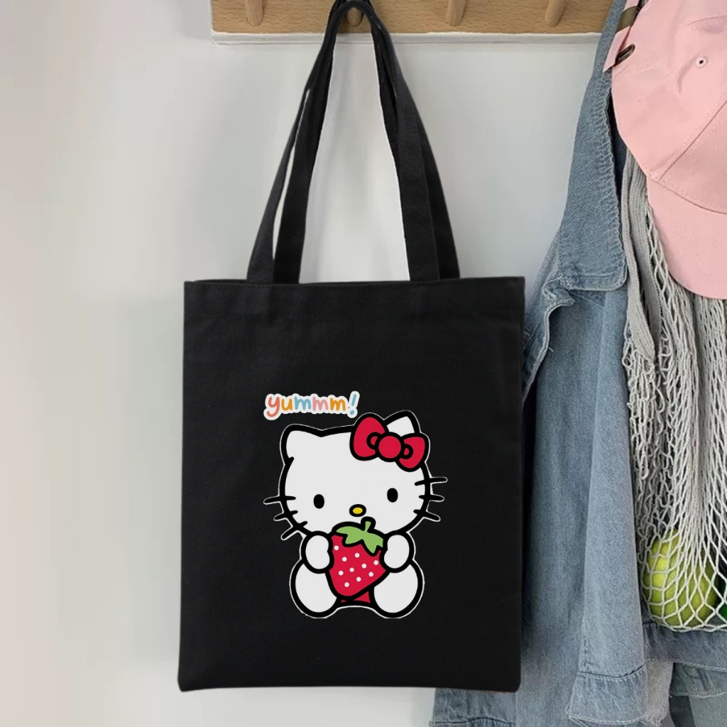 Túi tote vải canvas đeo vai hình HELLO KITTY dễ thương, có khóa kéo và ngăn phụ - WTU03_thumbnail_8