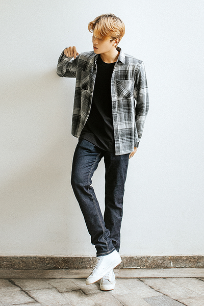 Áo Sơ Mi Super Brother FLANNEL Cotton Cá Sấu Logo Thêu Màu Xám_thumbnail_5