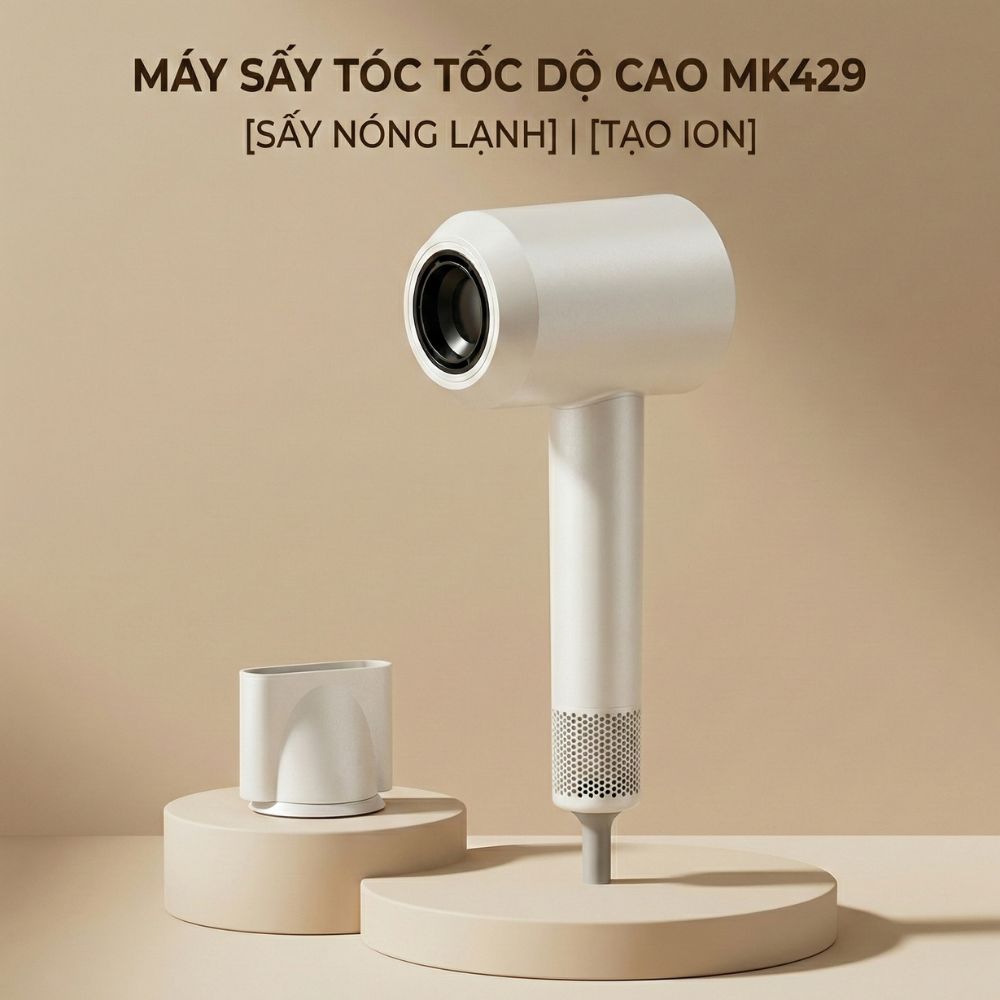 Máy Sấy Tóc Tốc Độ Cao Kachi MK429 ION (110.000 vòng/phút) - Sấy Nhanh, Chăm Sóc Tóc Ion Âm, Kiểm Soát Nhiệt NTC
