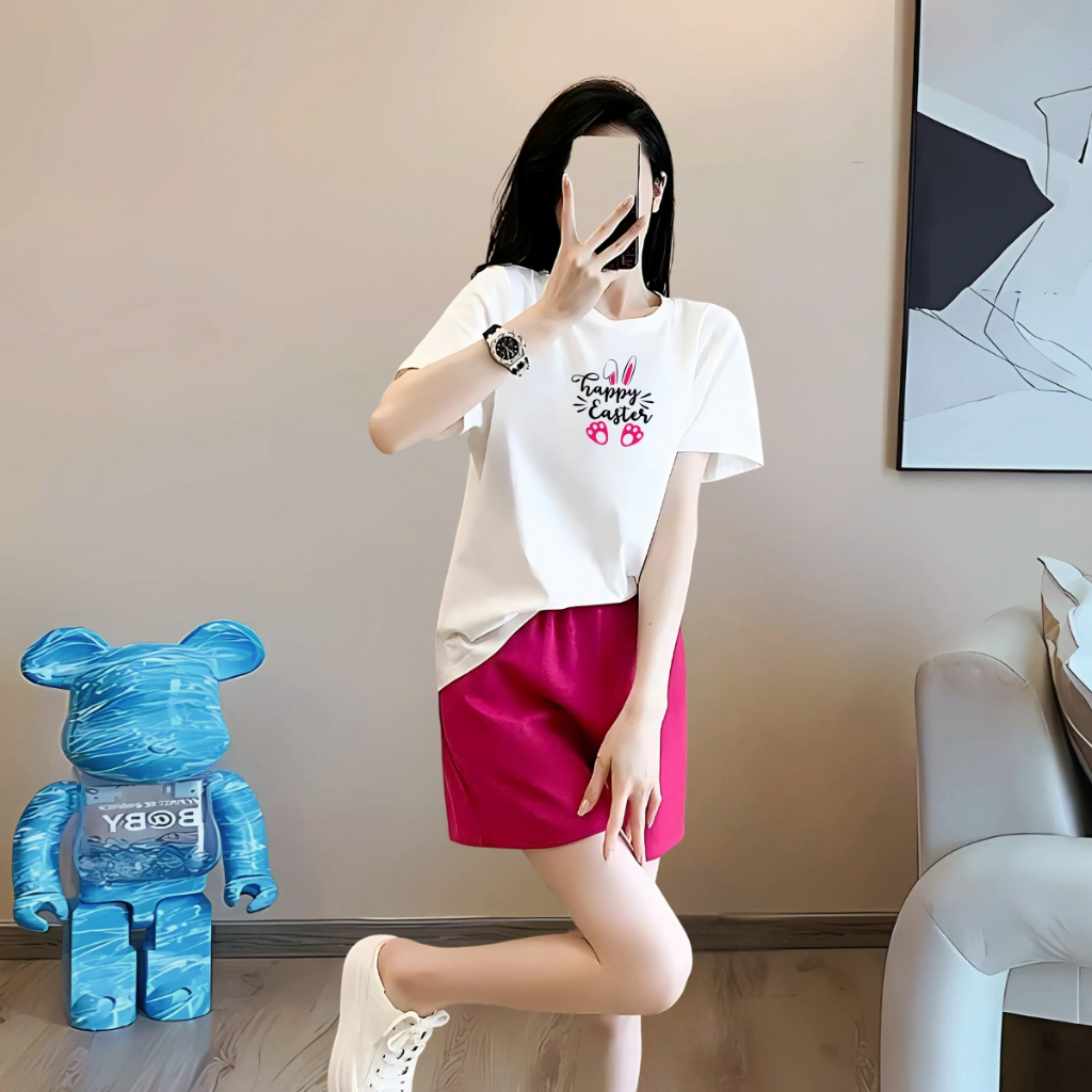 Đồ bộ nữ mùa hè gồm áo thun form rộng và quần đùi cotton - Set đồ nữ thời trang -  LOZA BP342_thumbnail_0