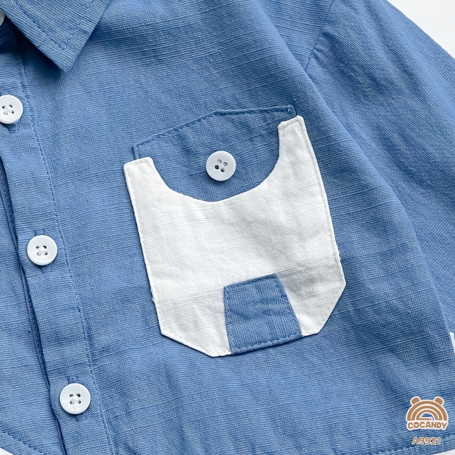 Áo dài XANH sơ mi phối túi ngực be_thumbnail_4