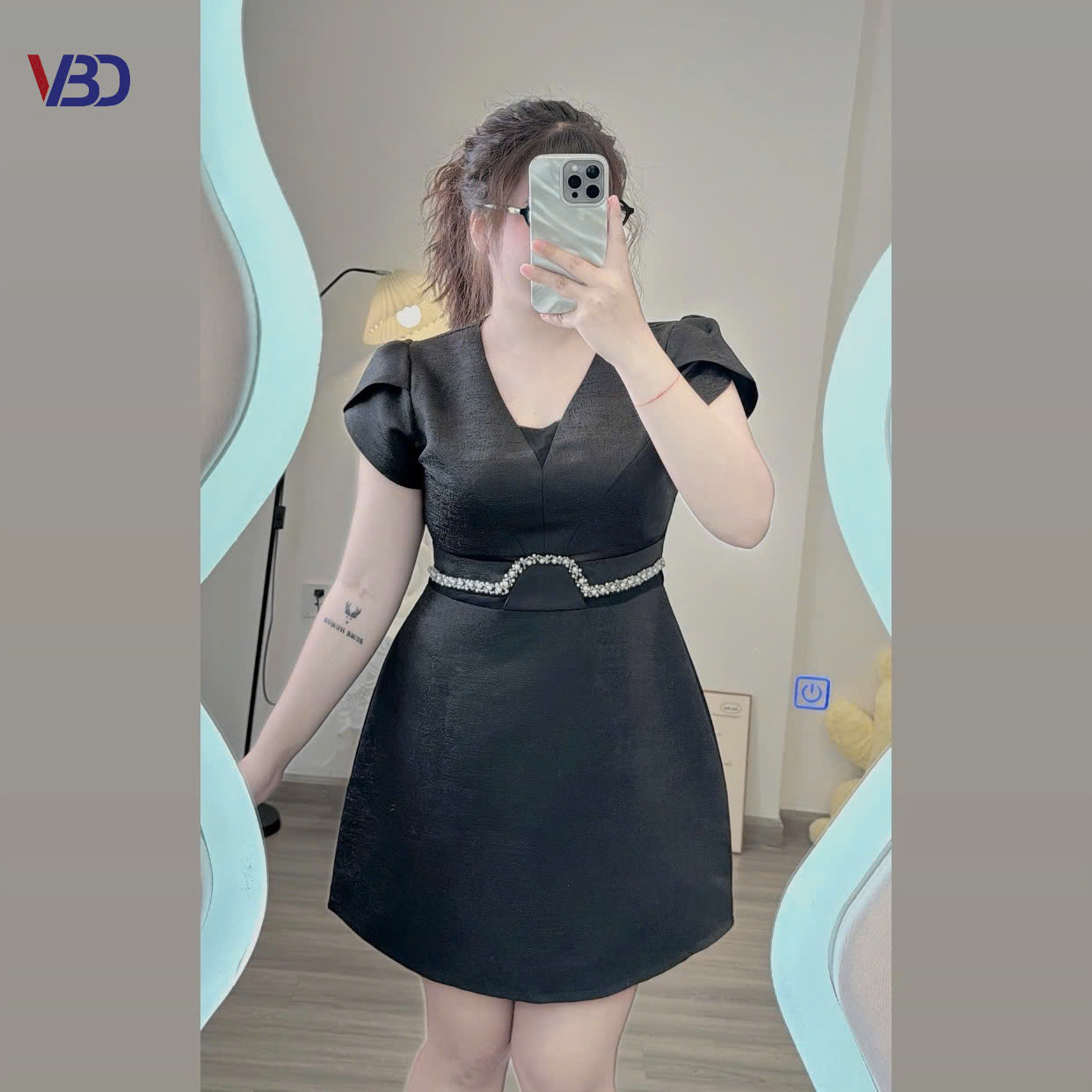 Đầm kiểu khoét eo phối lưới kiểu bigsize DA134 dành cho nàng béo mập từ 55-95kg_thumbnail_10