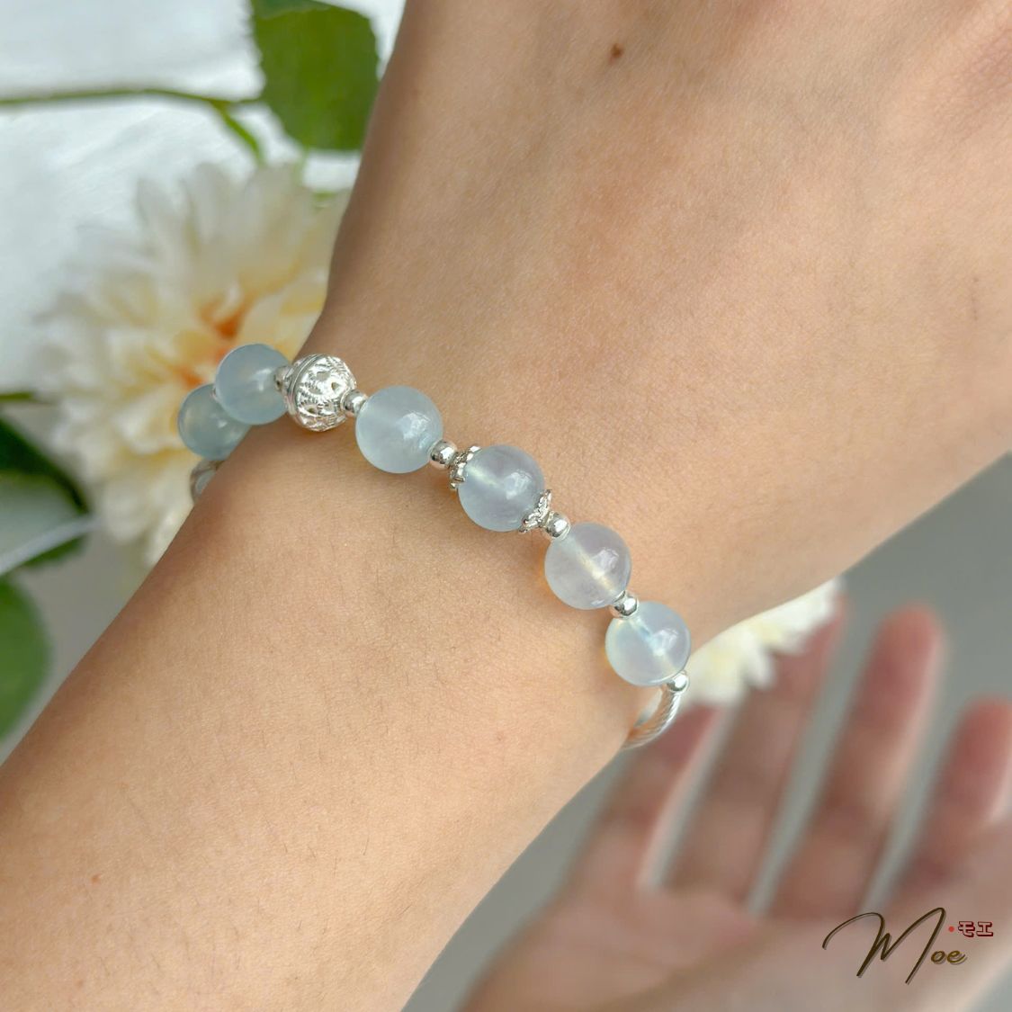 LT627 - Lắc tay aquamarine mix bạc hồ điệp_thumbnail_4