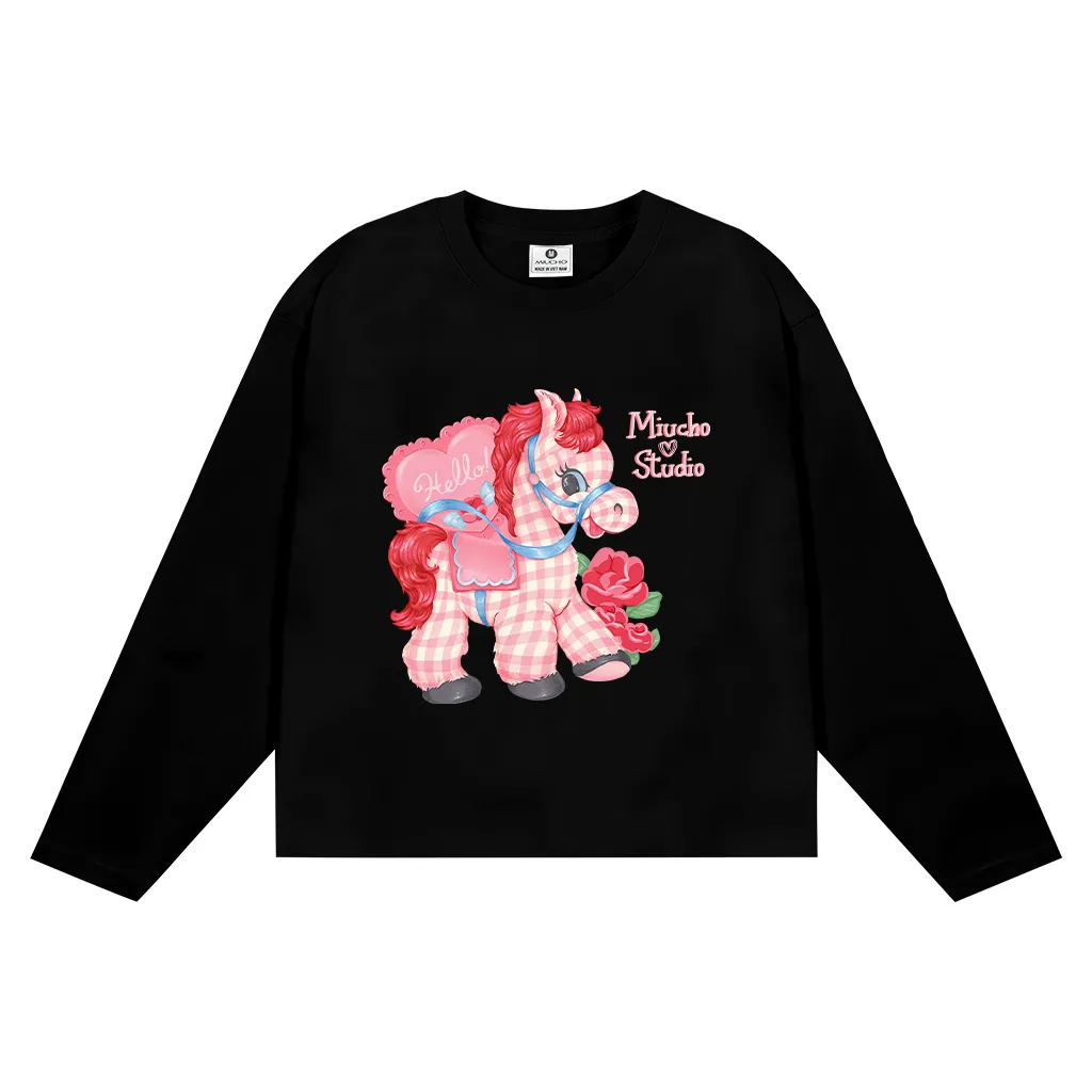 Áo thun nữ form boxy Miucho basic cotton thoáng mát thoải mái ngựa hồng in mix 2817_thumbnail_10